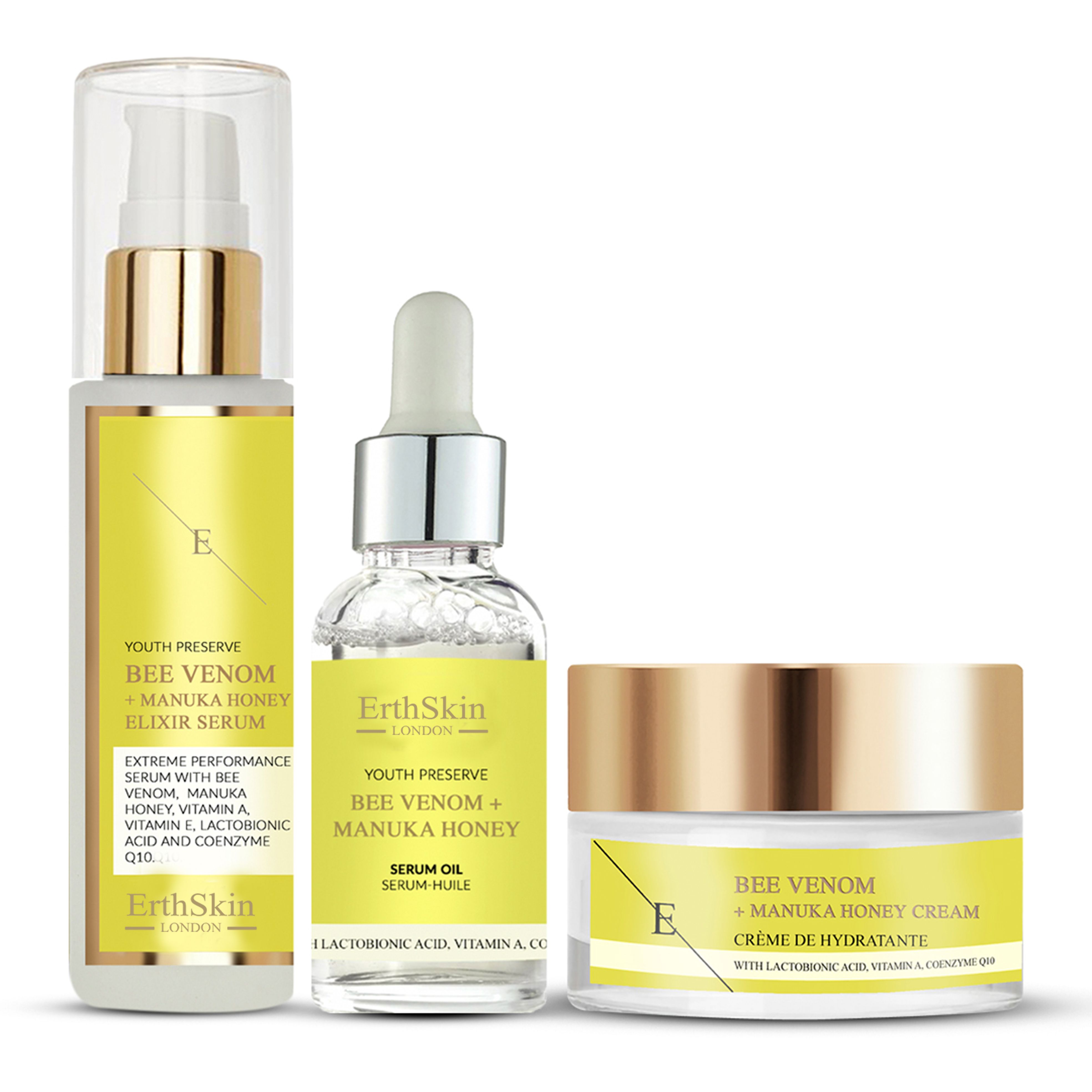 ErthSkin London Bee Venom + Manuka Honey Cream + Elixir Serum + Y Serum Oil set 1 St