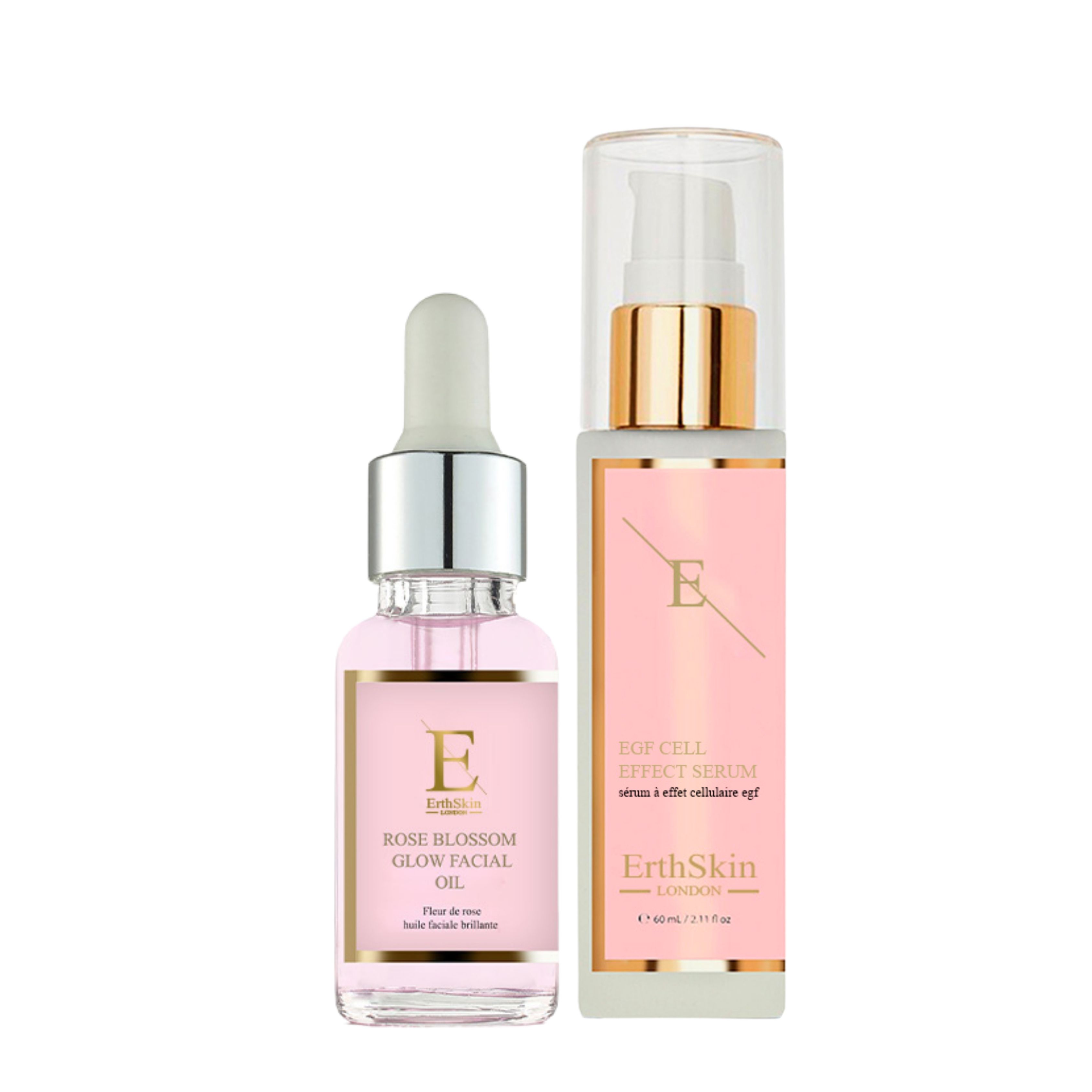 ErthSkin London EGF CELL EFFECT SERUM + Rose Blossom Glow facial oil set 1 St
