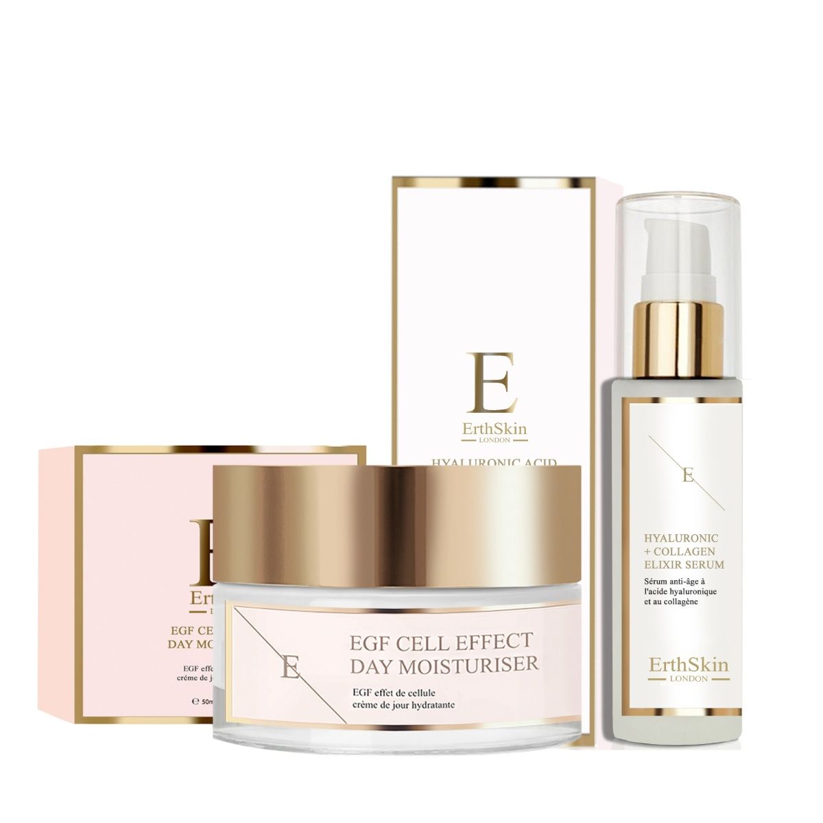 ErthSkin London EGF Cell Effect Day Moisturizer + Hyaluronic Acid and Collagen Serum set 1 St