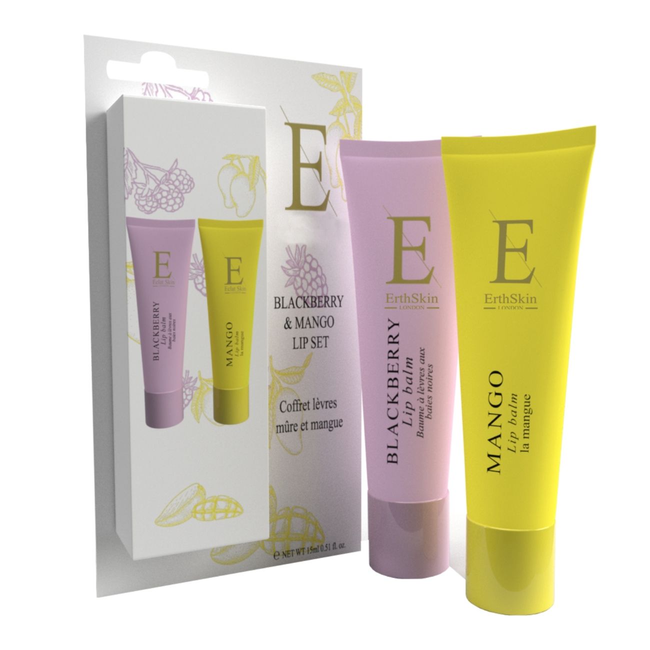 ErthSkin London Erth – Lip Balm Set with Mango and Blackberry 1 St