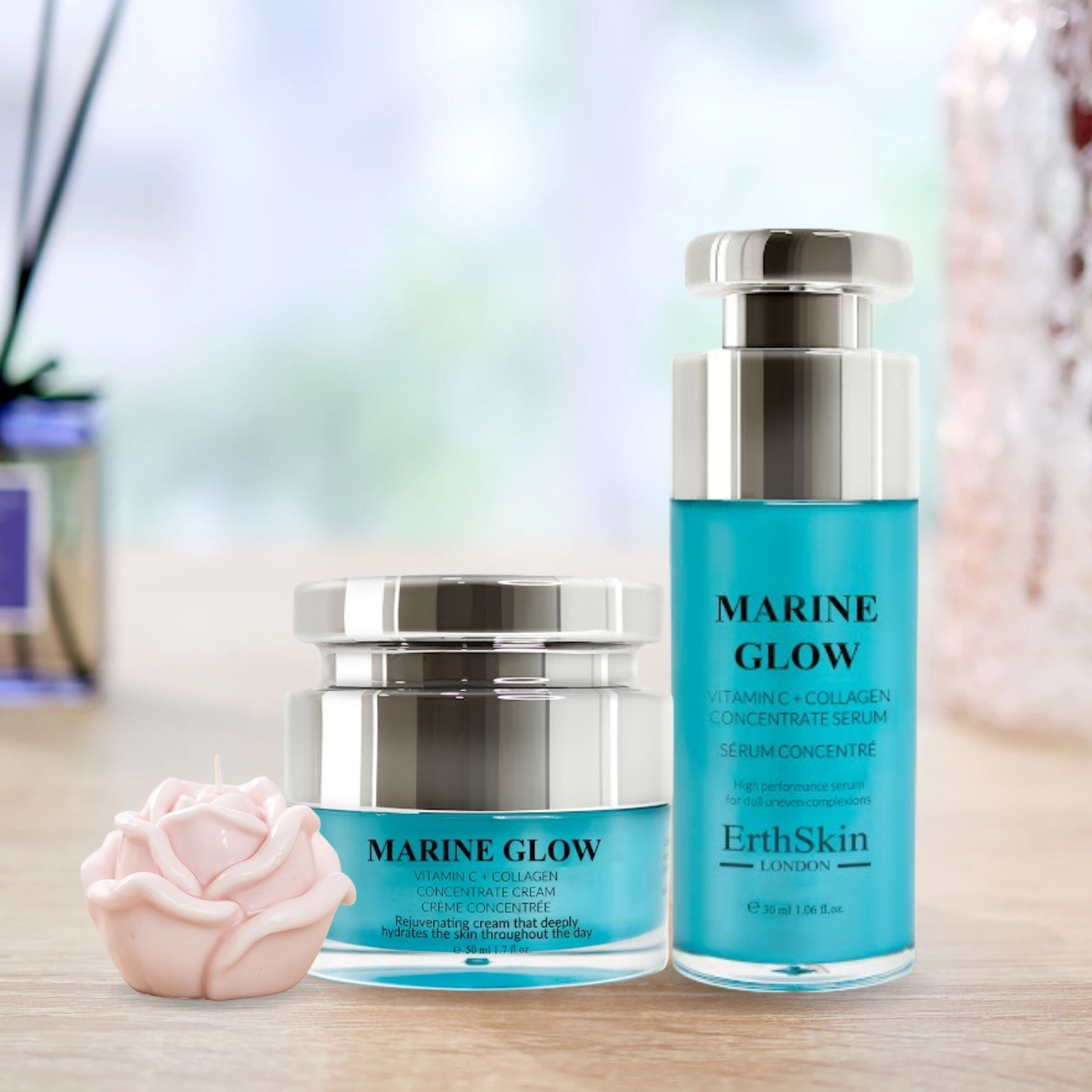 ErthSkin London Marine Glow Vitamin C + Collagen Concentrate Serum + Marine Concentrate Cream set 1 St