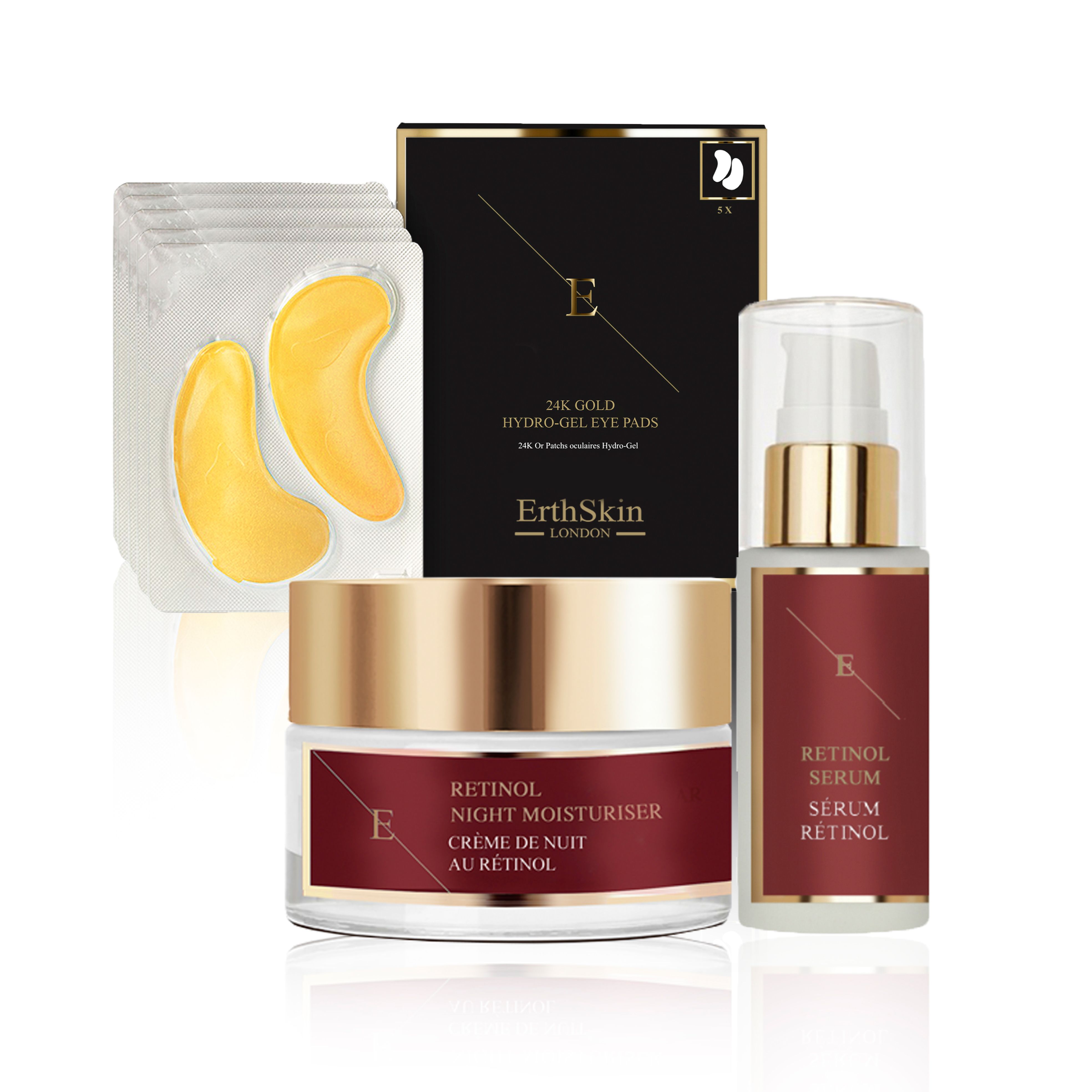 ErthSkin London RETINOL SERUM + RETINOL Night Moisturizer + PADS Eye Patches Set 1 St