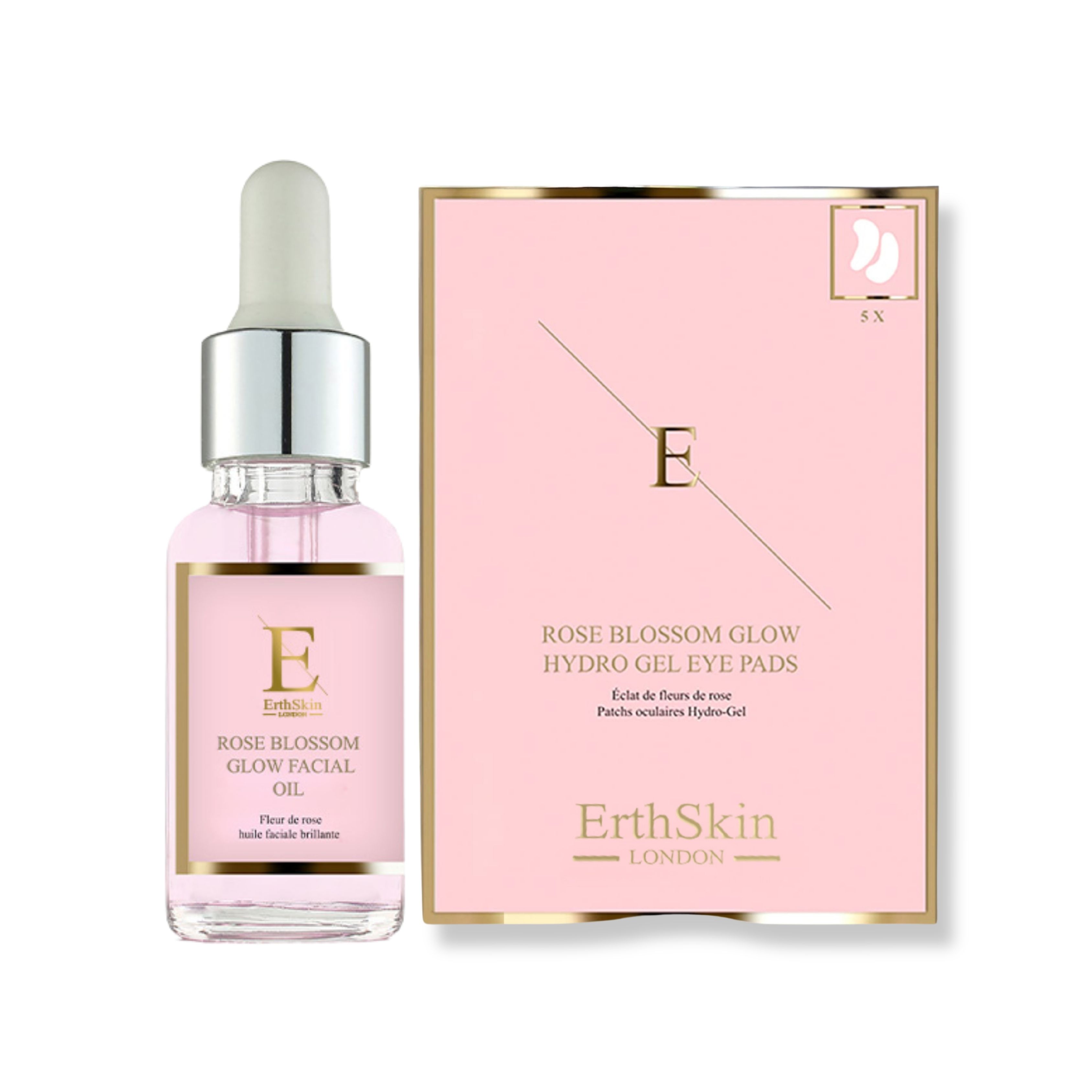 ErthSkin London Rose Blossom Glow Facial Oil + Eye Pads Set 1 St
