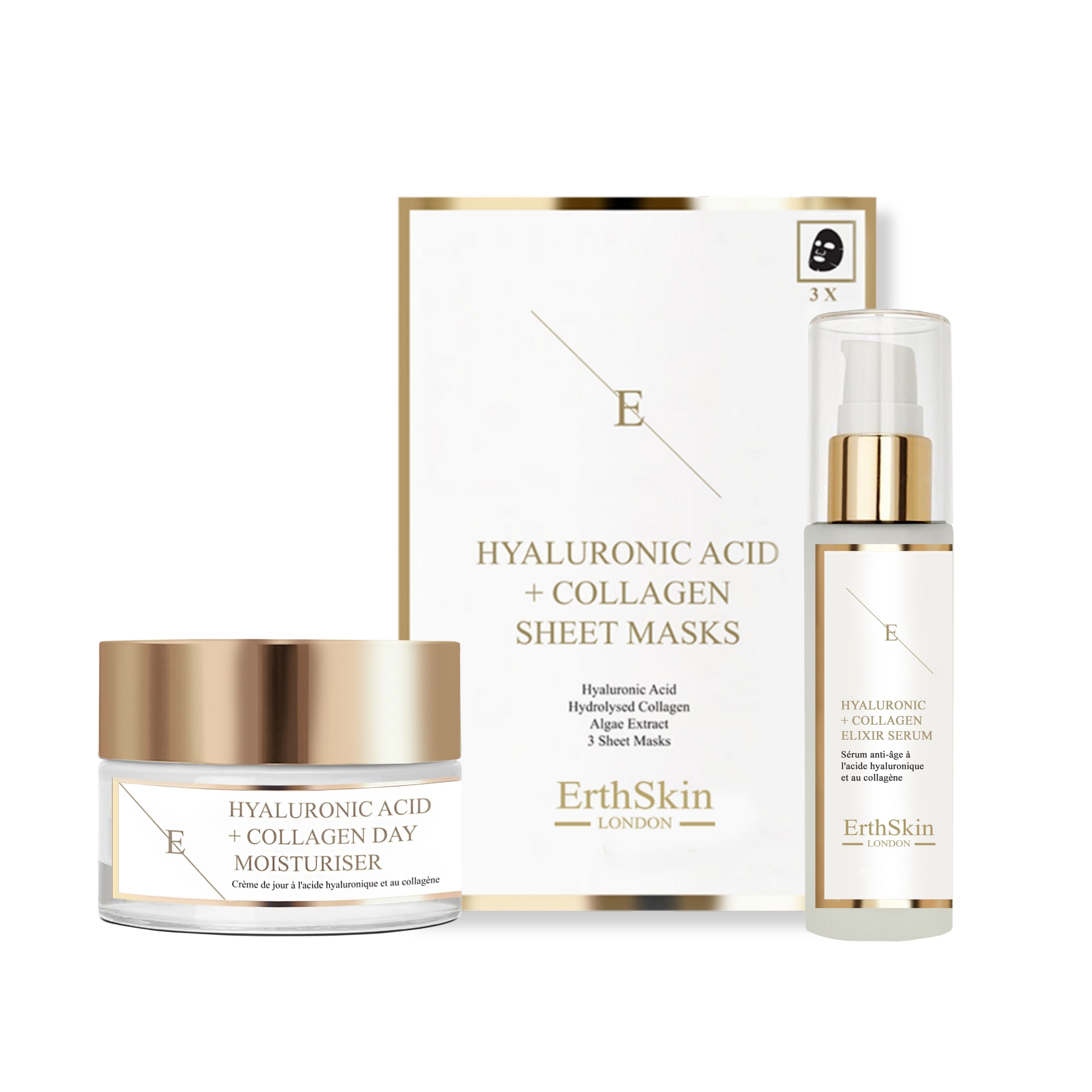 ErthSkin London Day Cream with Hyaluronic Acid + Serum with Hyaluronic Acid and Collagen + Mask set 1 St