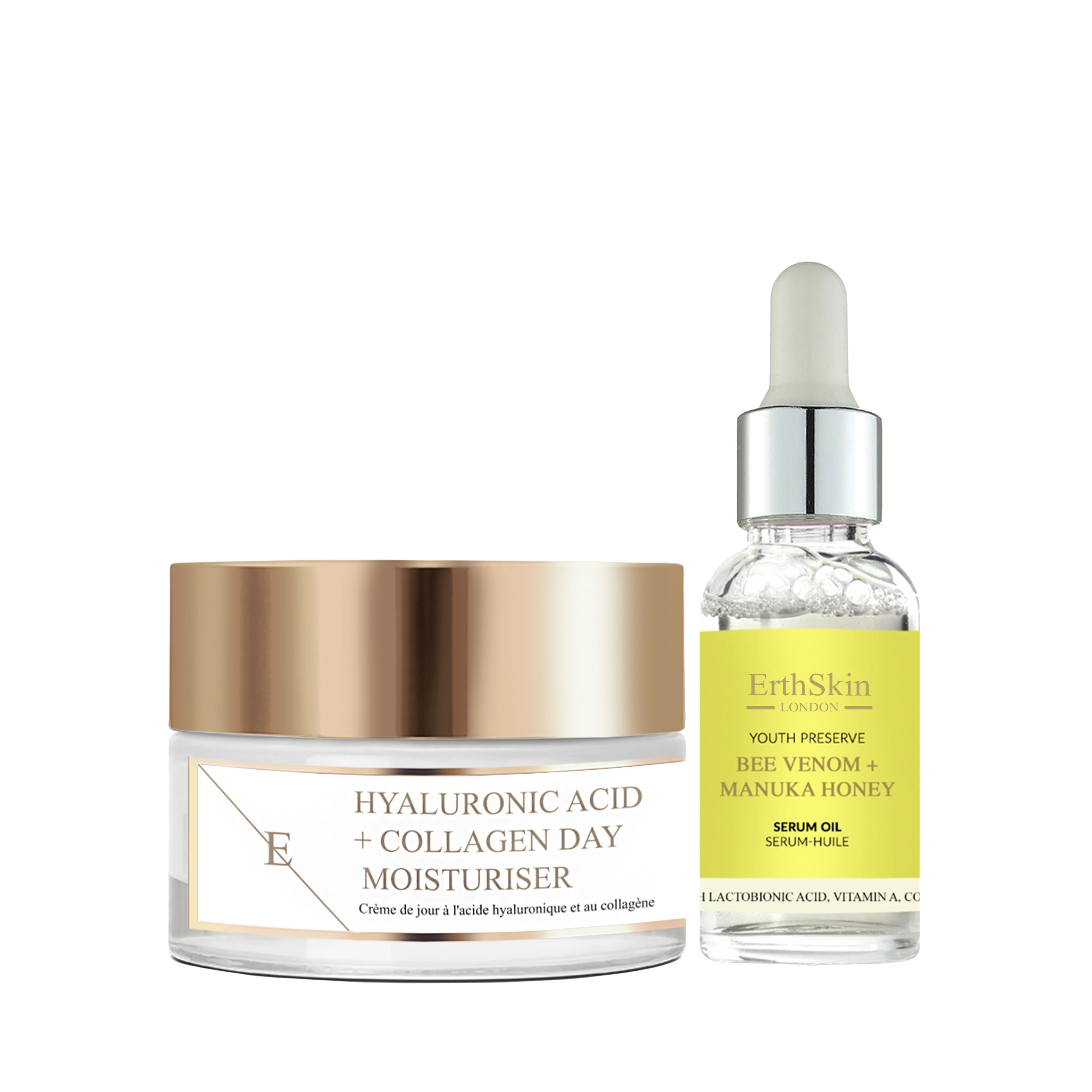 ErthSkin London Day Cream with Hyaluronic Acid and Collagen + Serum Oil set 1 St