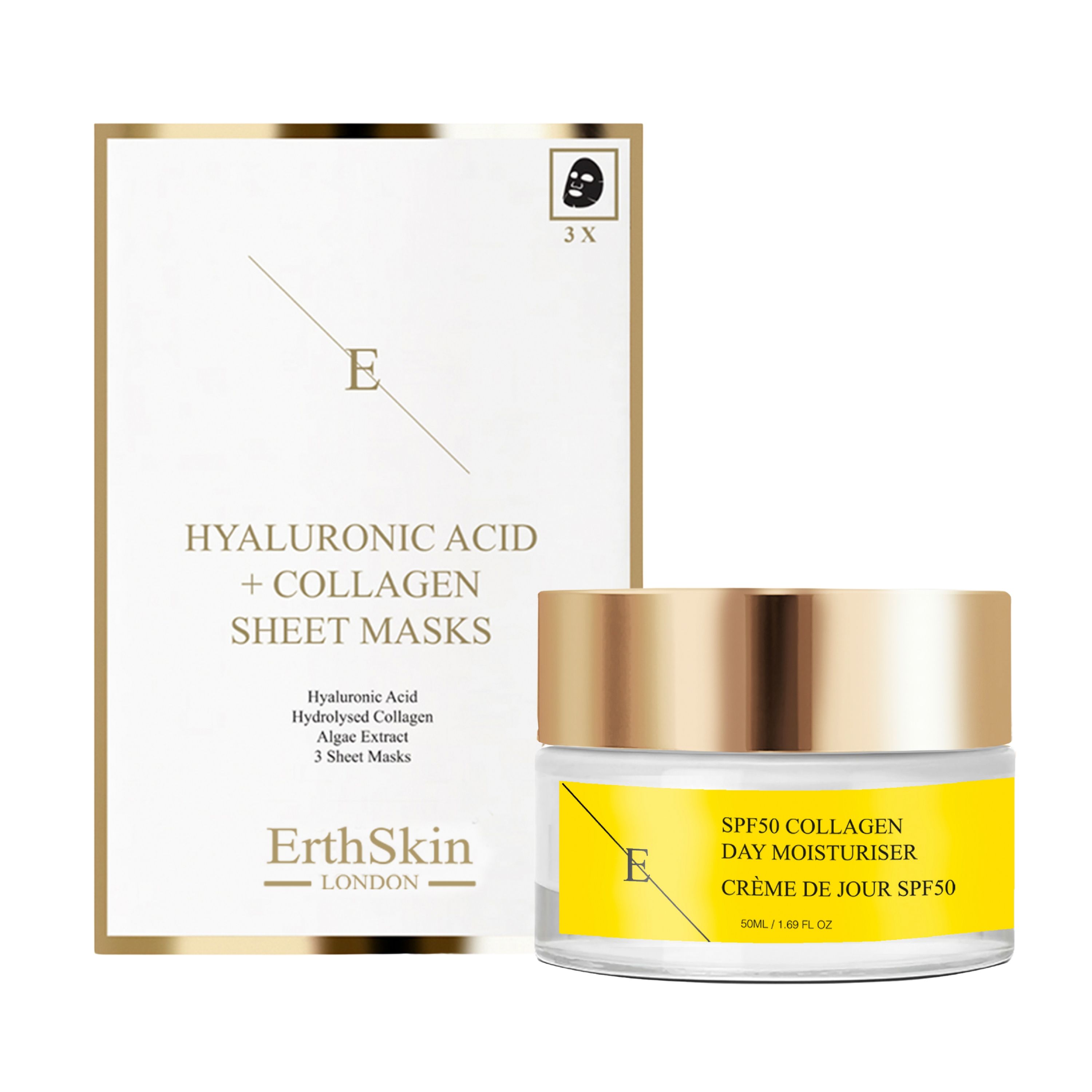 ErthSkin London Day Cream with SPF 50 + Collagen Sheet Mask 50 ml