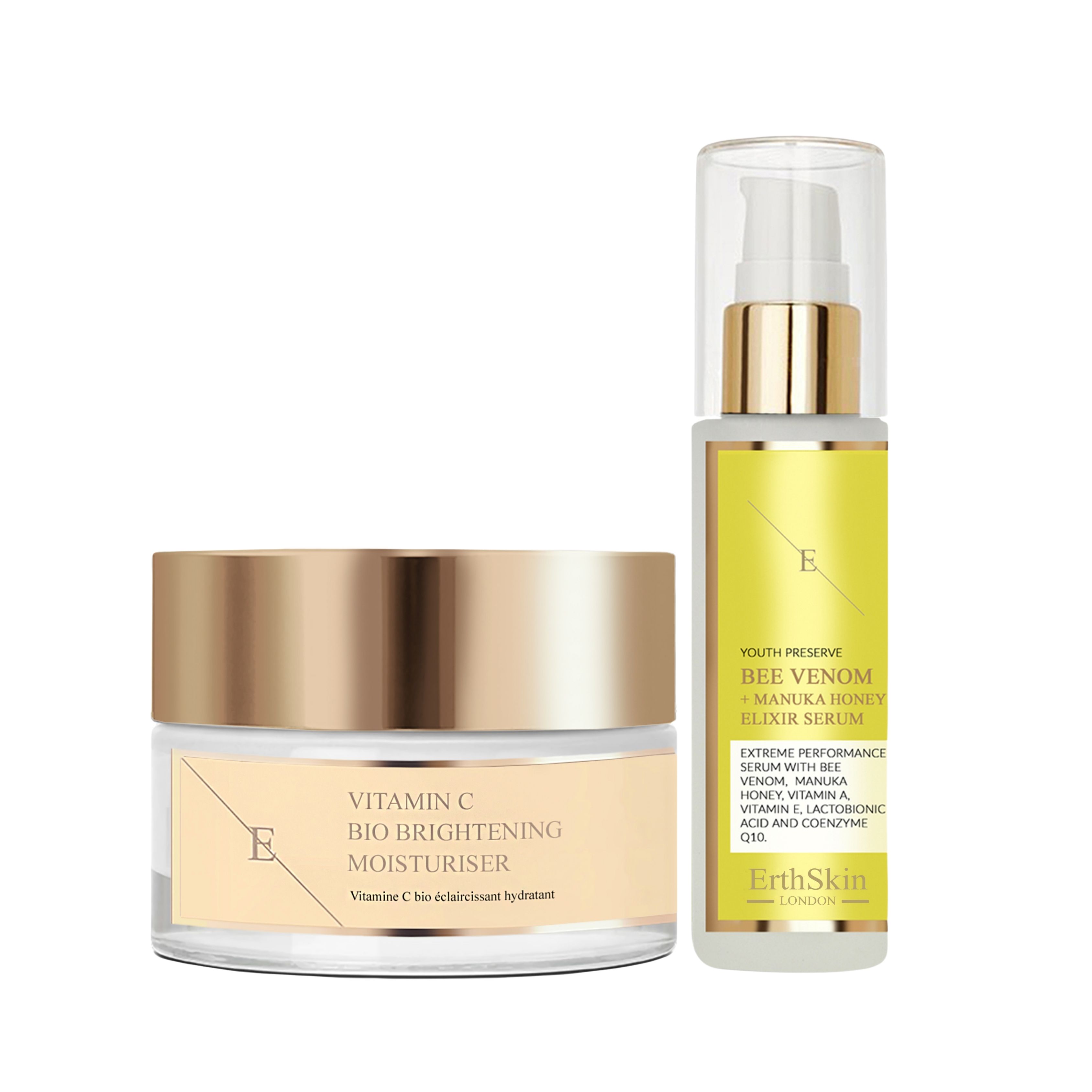 ErthSkin London Vitamin C Organic Brightening Moisturizer + Elixir Serum set 1 St