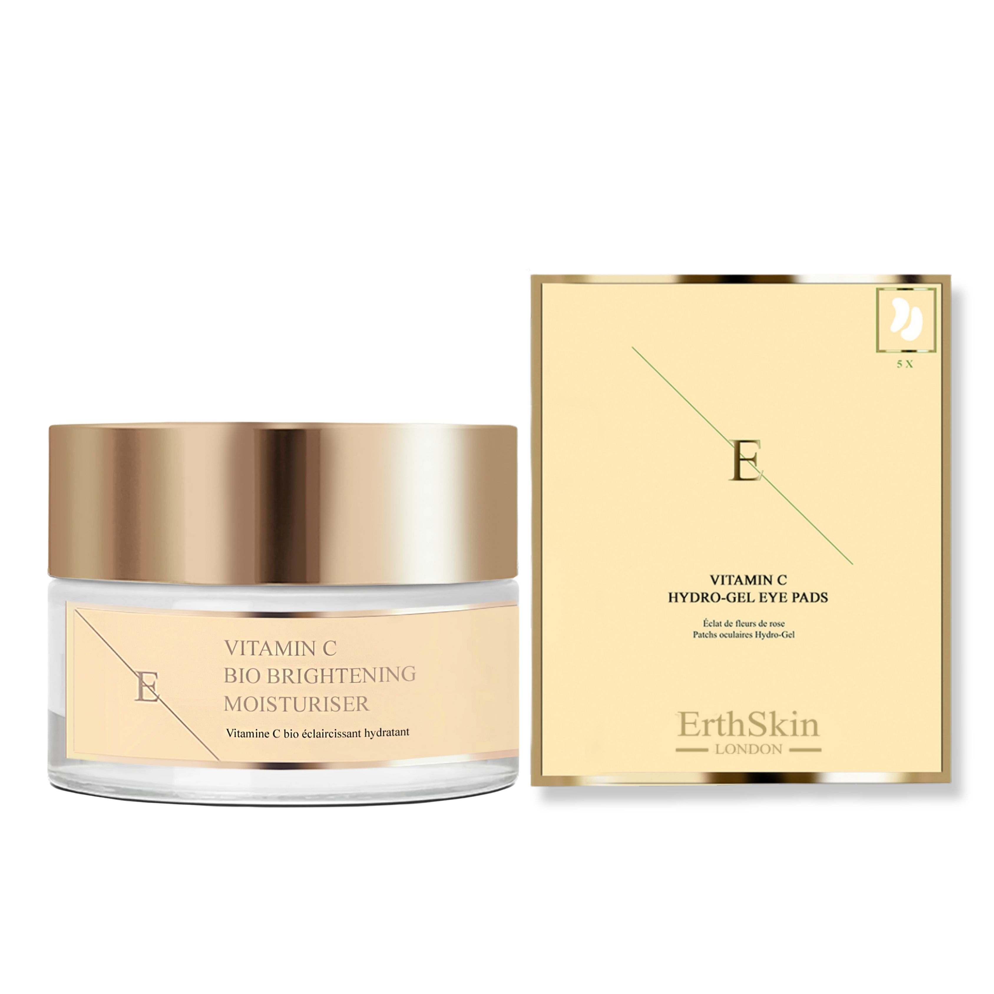 ErthSkin London Vitamin C Organic Brightening Moisturizer + Vitamin C Hydrogel Eye Pads Set 1 St