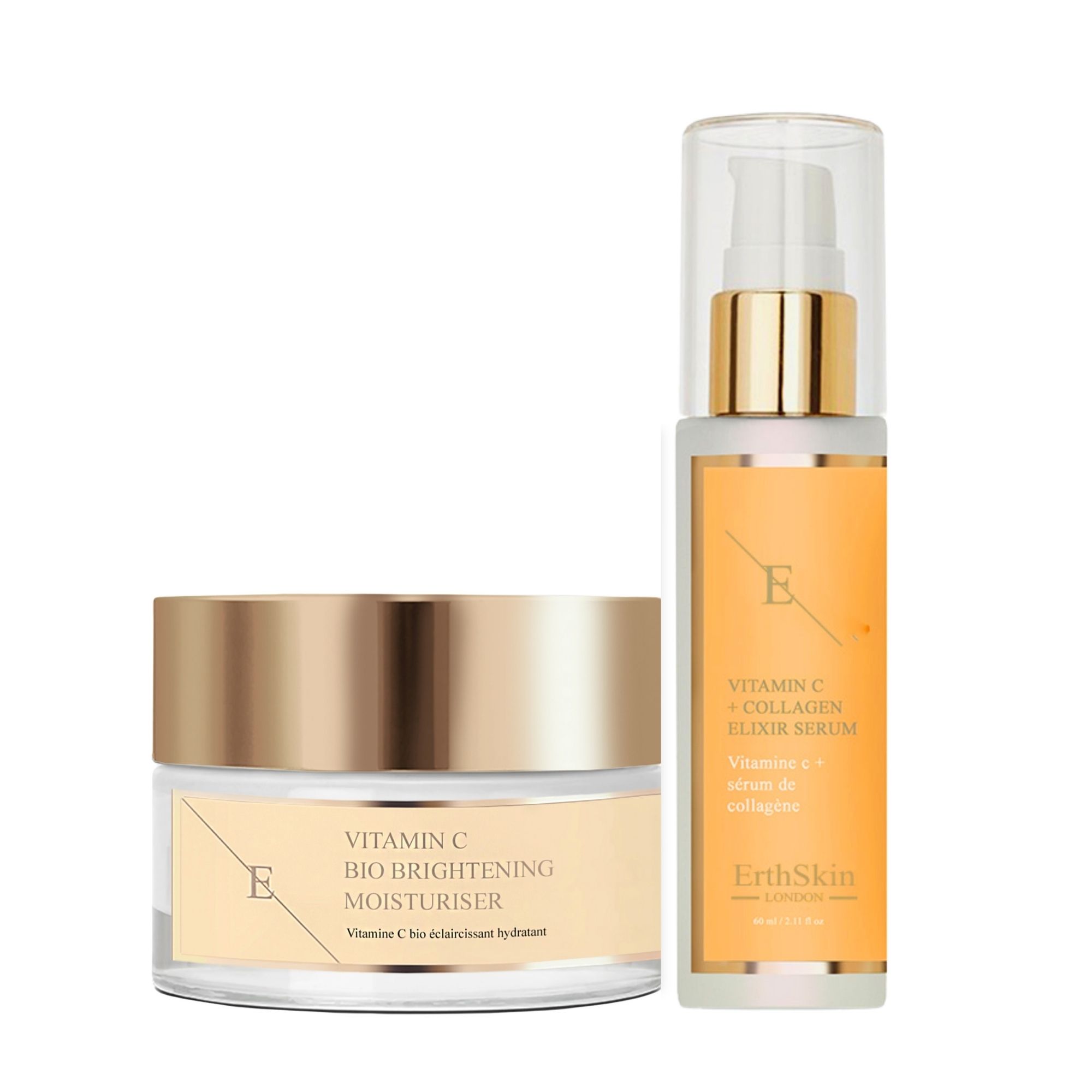 ErthSkin London VITAMIN C ELIXIR SERUM + Organic Brightening Moisturizer with Vitamin C set 1 St