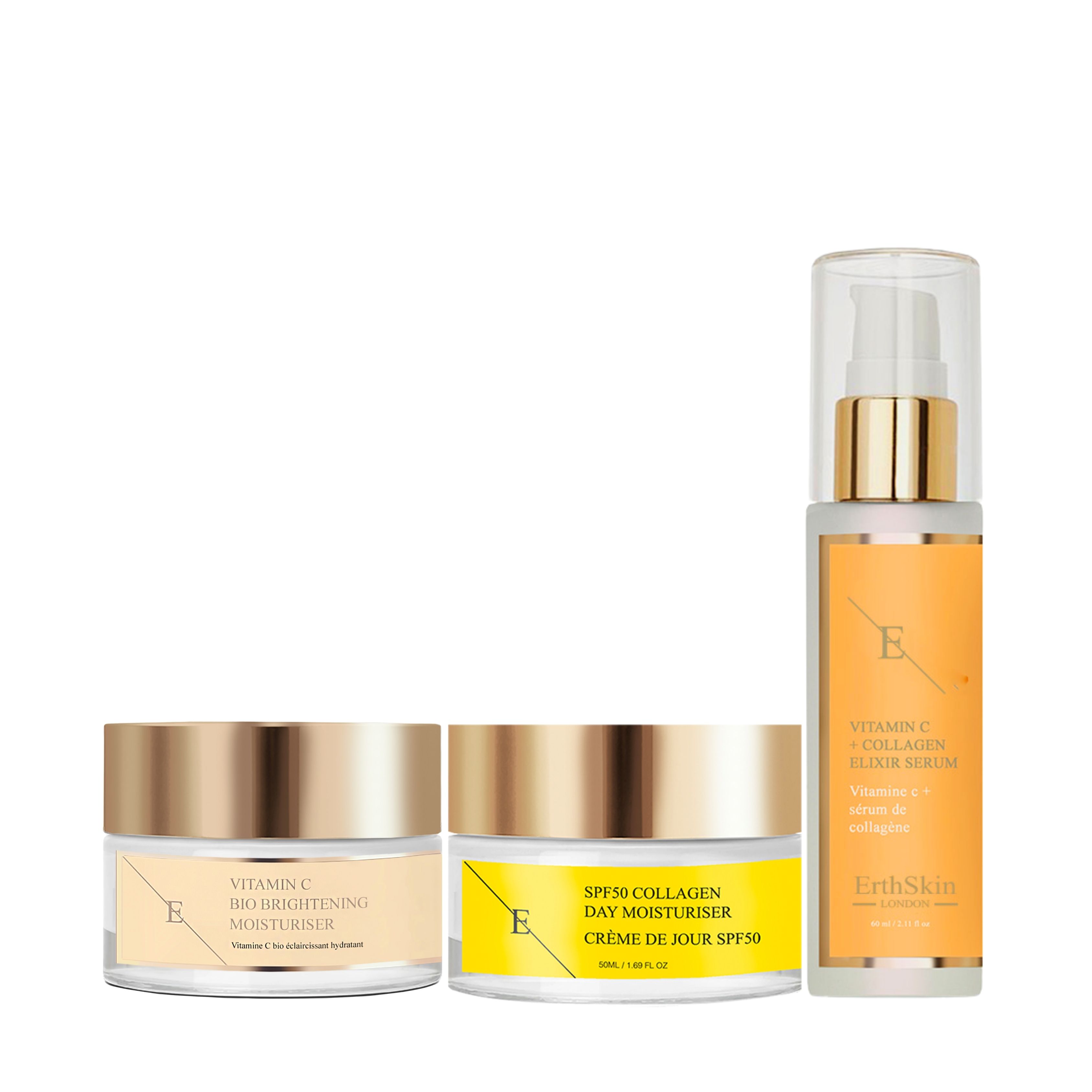 ErthSkin London VITAMIN C ELIXIR SERUM + Vitamin C Bio Brightening Moisturizer + SPF Day Cream set 1 St