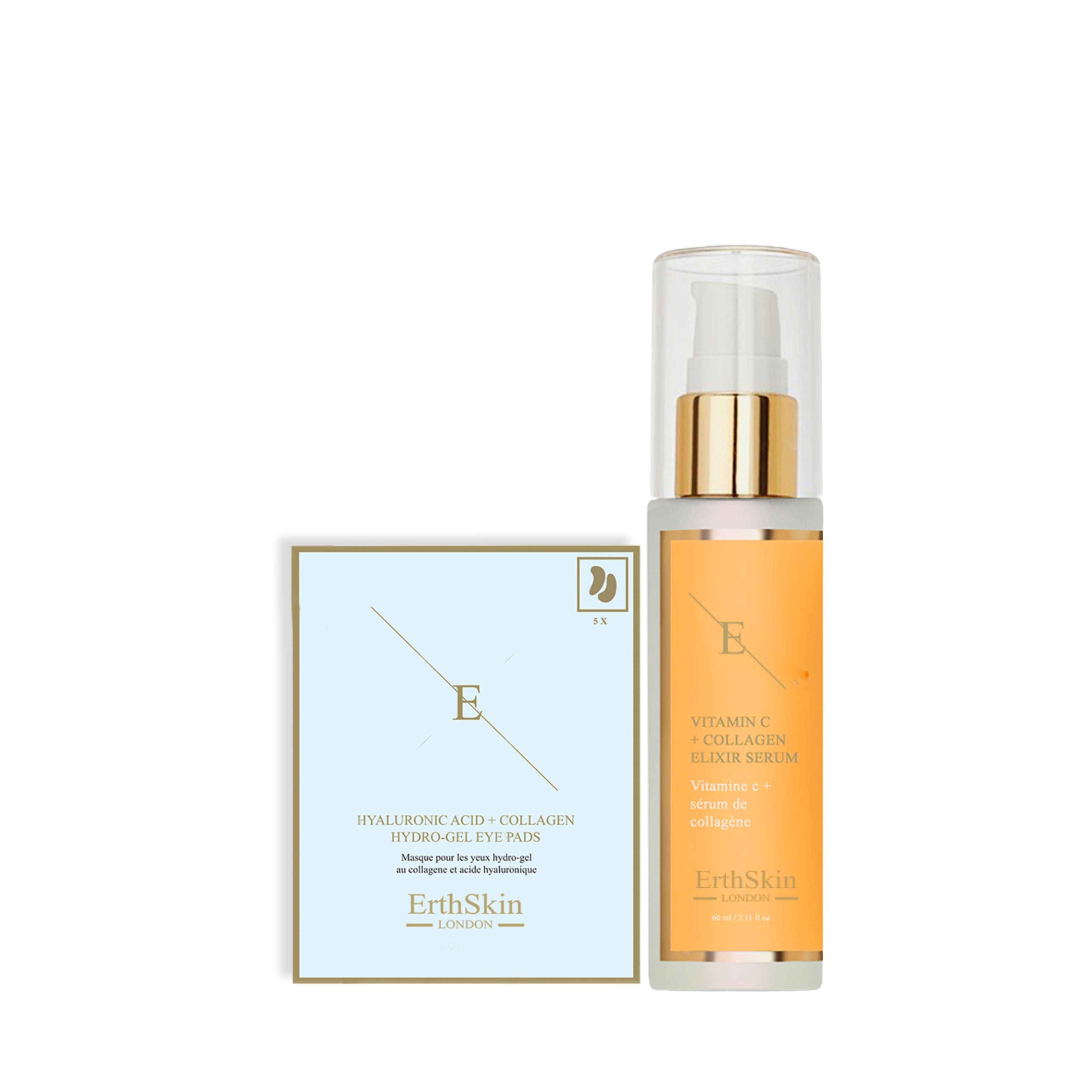 ErthSkin London VITAMIN C + COLLAGEN ELIXIR SERUM + Hyaluronic Acid + Eye Pads set 1 St