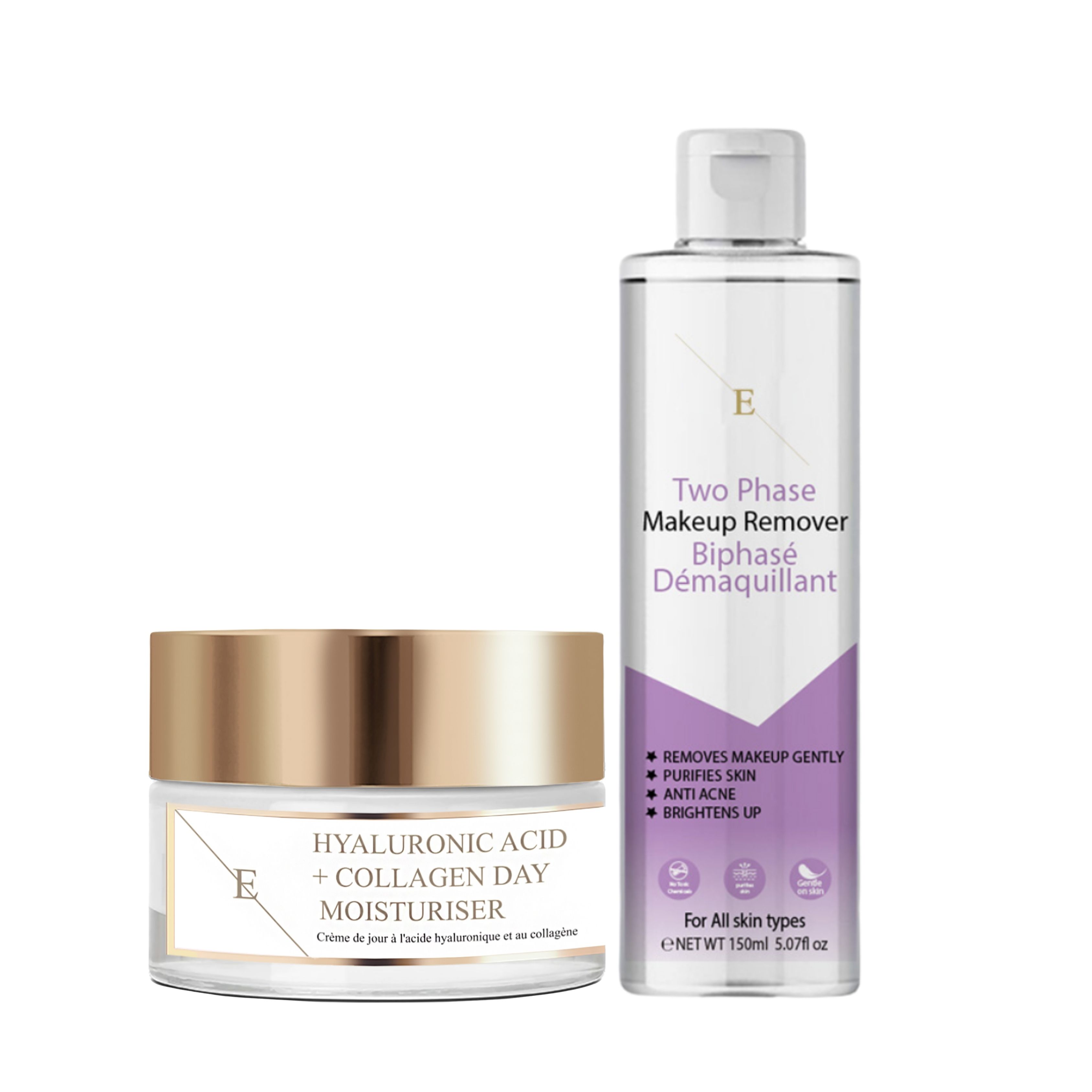 ErthSkin London Two-Phase Make-up Remover + Day Cream with Hyaluronic Acid and Collagen Set 1 St