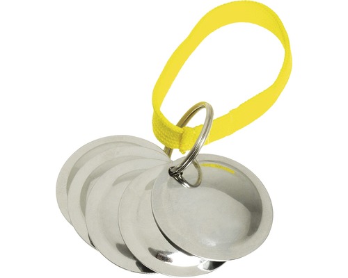 Educational Aid Dog Karlie Doggy Training Discs, Training, Metal, Chrome with Yellow Neon Ribbon