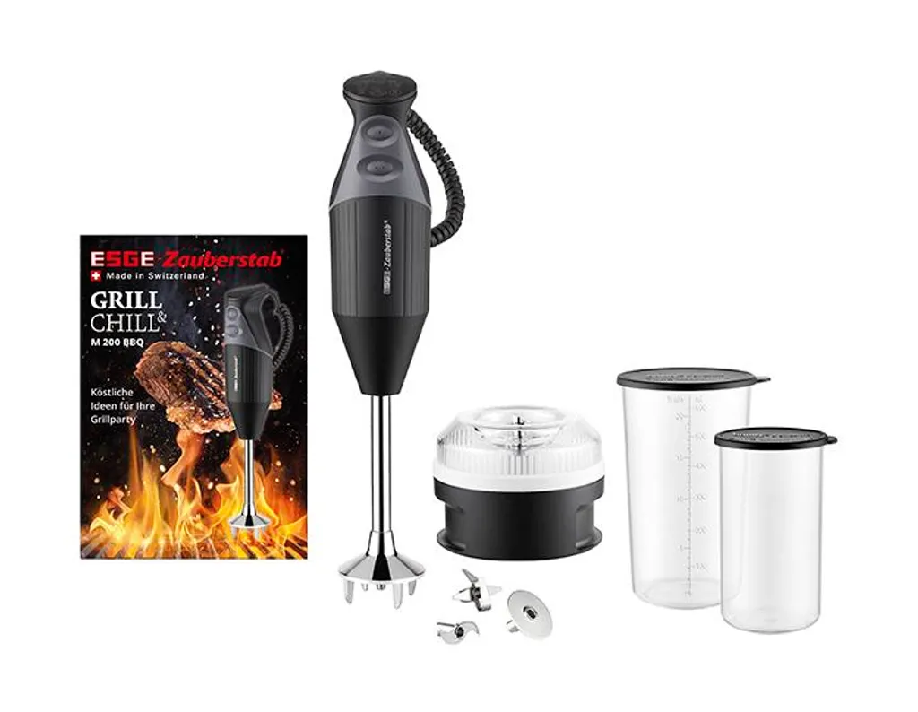 ESGE Magic Wand M 200 BBQ 98215 | Hand blender, black, up to 17,000 rpm, 200W, incl. chopper attachment