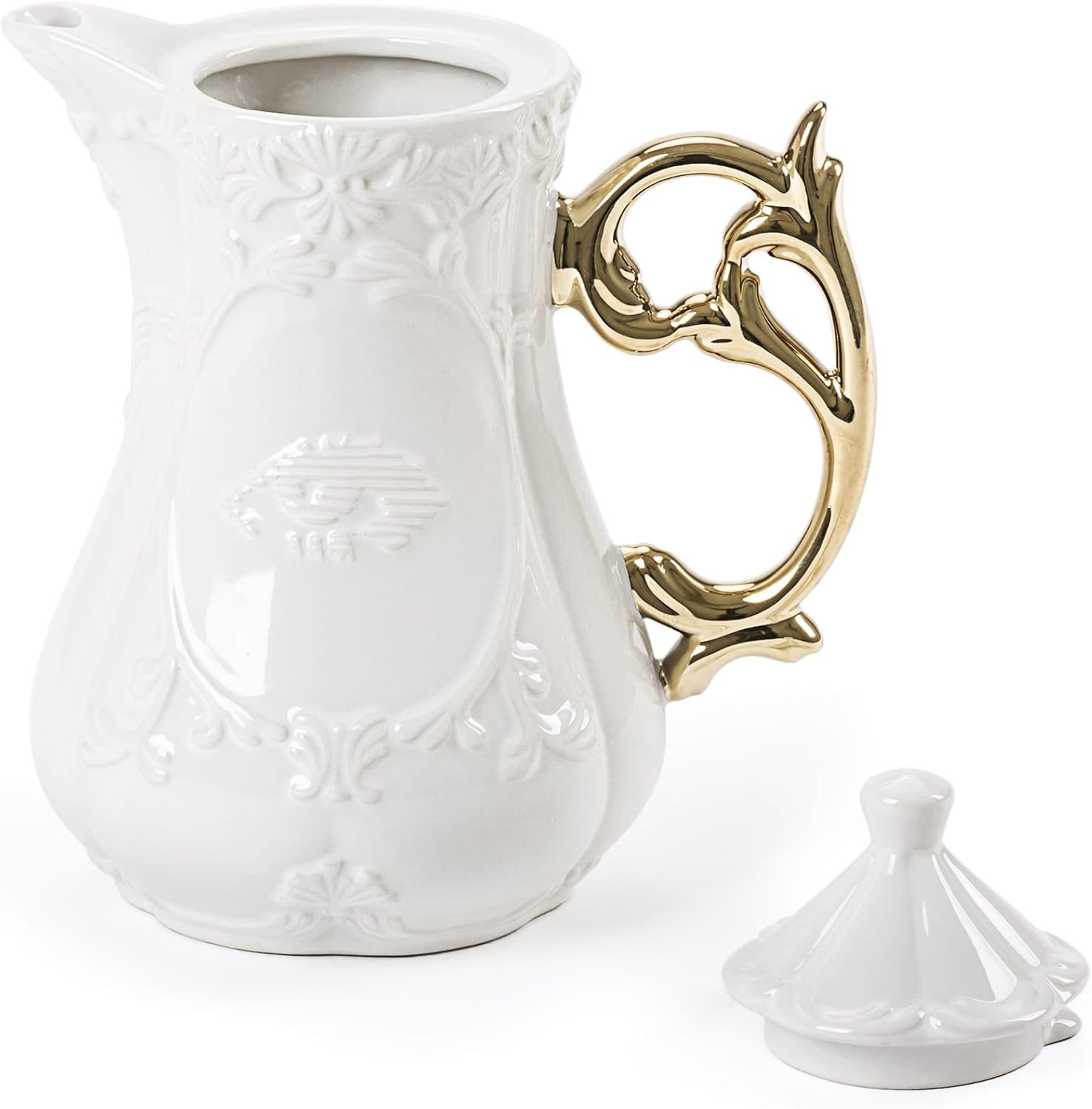SELETTI Porcelain Teapot Ø cm.13 H. 23 \"i-wares with Handle Gold