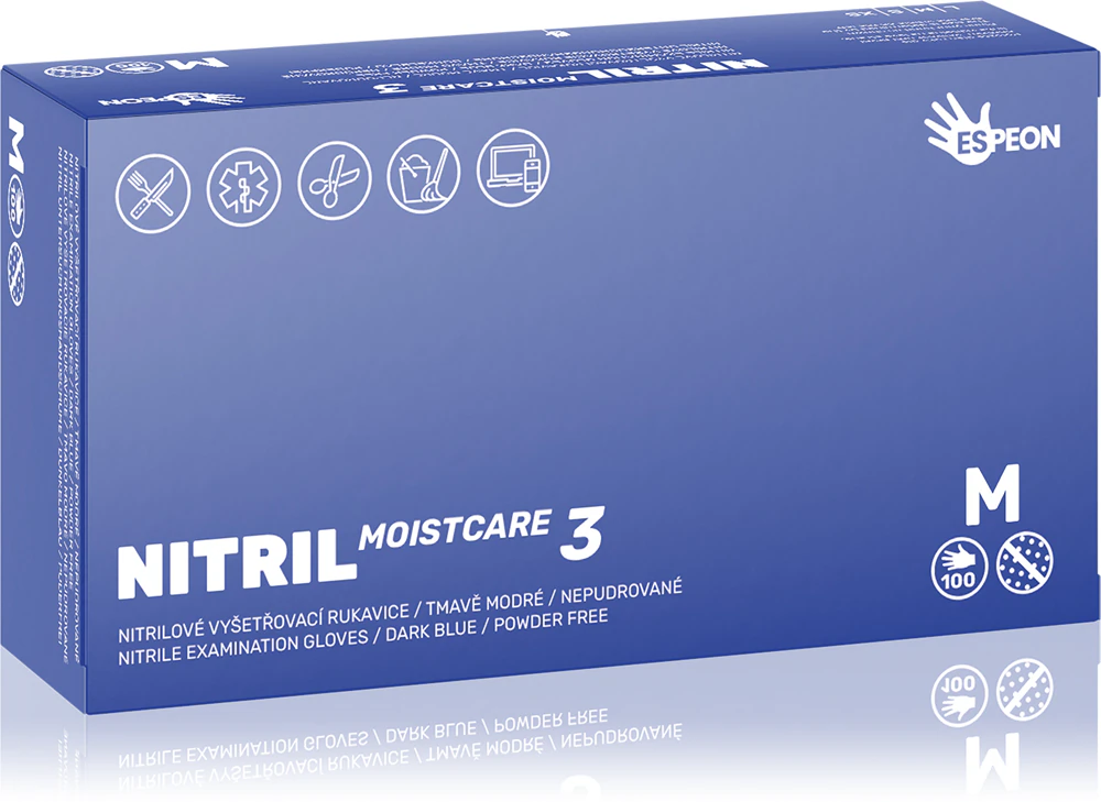 Espeon Nitrile Moistcare3 Dark Blue gloves made of nitrile powder-free with moisturizing effect