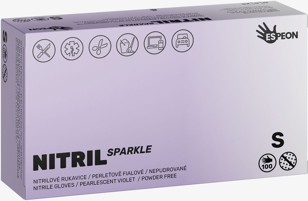 Espeon Nitrile Sparkle Pearlescent Violet gloves made of nitrile powder-free