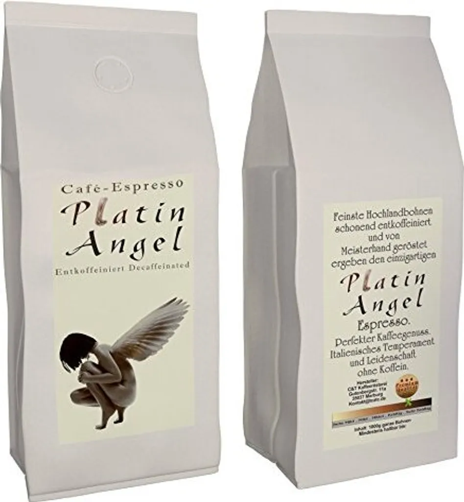 The Coffe and Tea Company Espresso / Cafe - Decaffeinated Coffee Beans "Platin Angel" (Whole Beans, 1000 g)