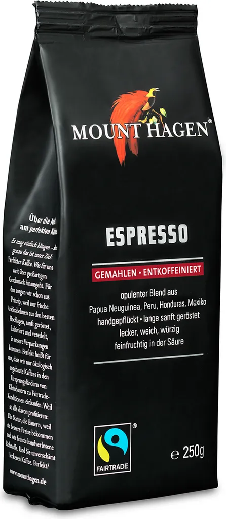Mount Hagen Espresso Coffee FairTrade - decaffeinated ground 250g