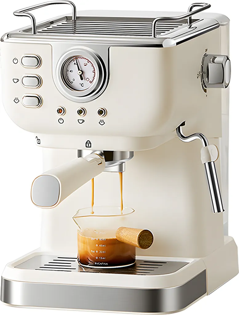 Lixada Espresso coffee machine, 20 bar, stainless steel espresso machine with milk frother, steam wand, 2-in-1, 850 W, semi-automatic cappuccino latte machine with 1.5 l/51 oz removable water tank/coffee portafilter/tamper