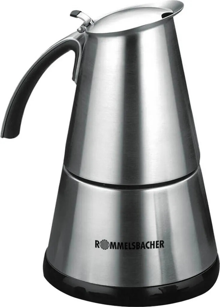 Rommelsbacher ElPresso mini espresso maker EKO 364/E, for 2/4 cups of espresso, stainless steel, concealed heating element, 360° central base