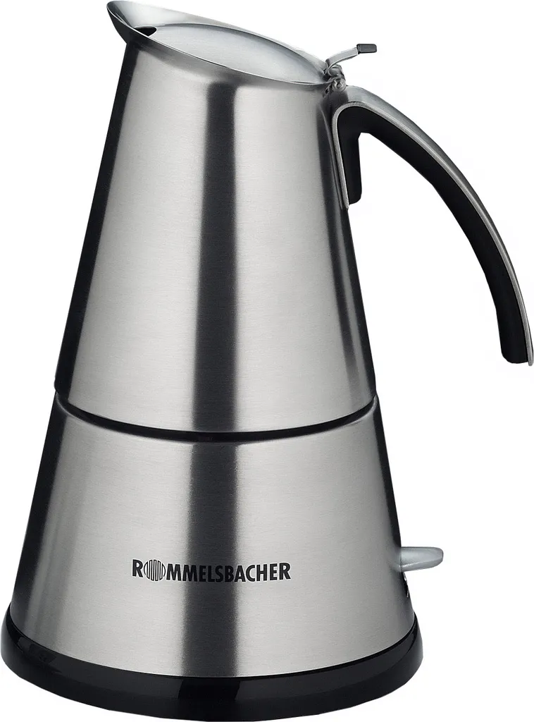 Rommelsbacher Espresso maker EKO 366/E ElPresso deluxe, for 3/6 cups of espresso, stainless steel, concealed heating element, 360° central base