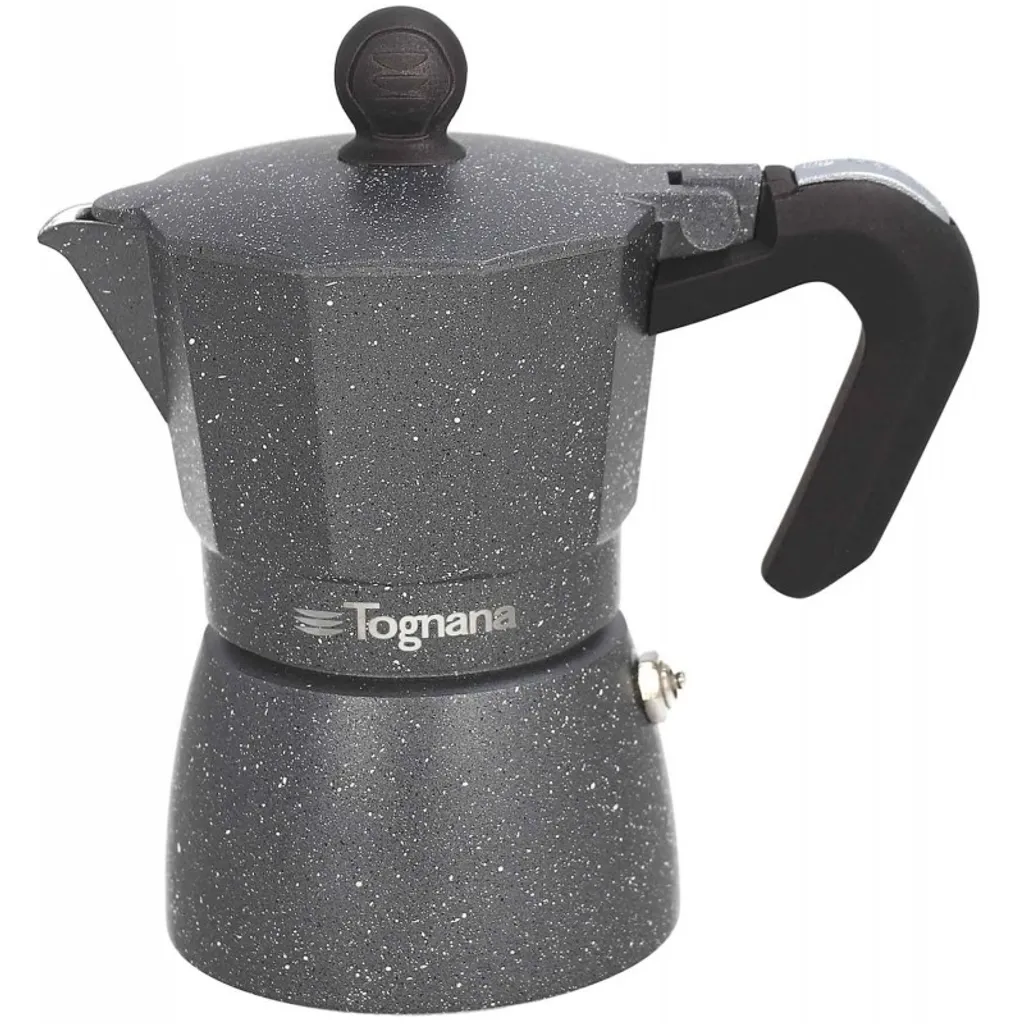 Aluminum espresso maker for 6 cups, TOGNANA Mythos