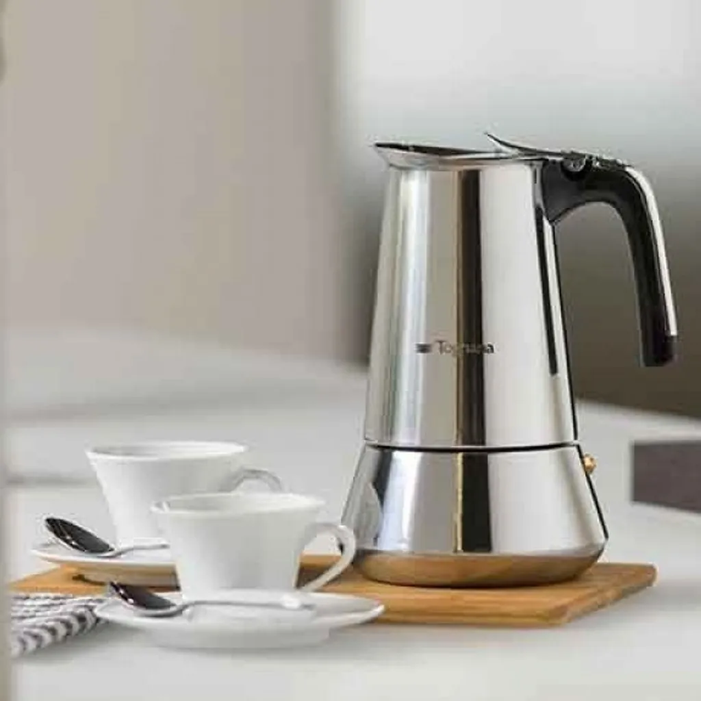 Stainless steel espresso maker for 10 cups, TOGNANA Riflex