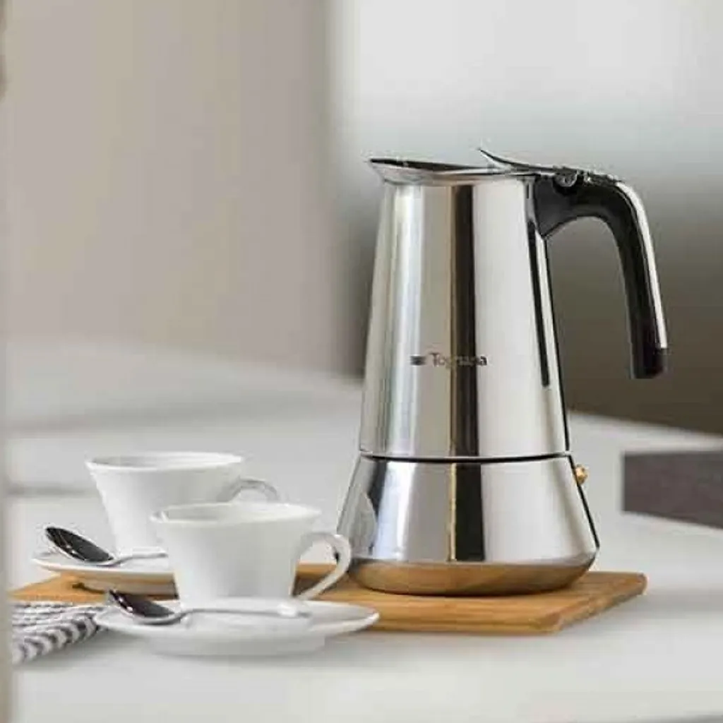 Stainless steel espresso maker for 6 cups, TOGNANA Riflex