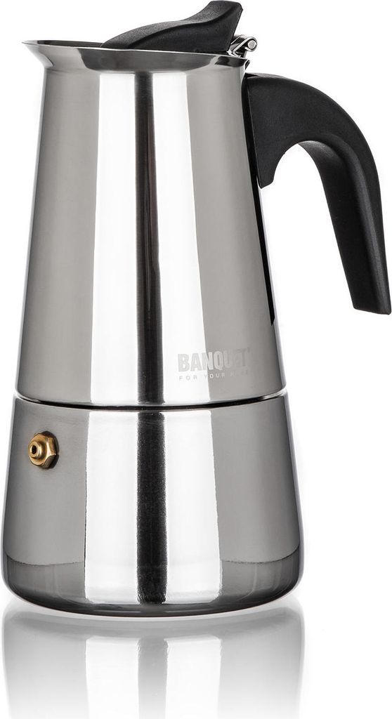 Banquet MIA Espresso Maker, 4 cups, aluminum, silver