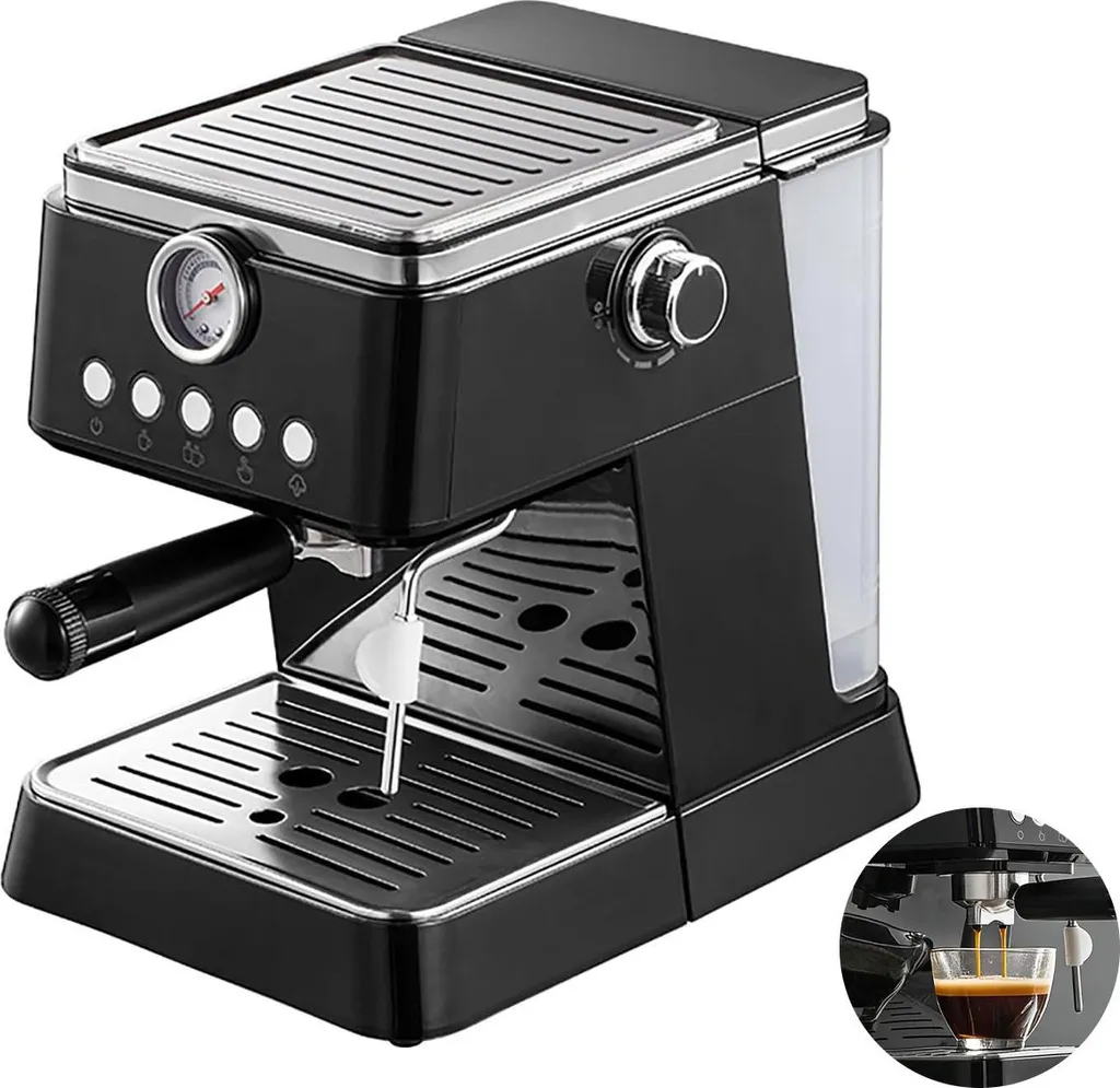 Slyrun Espresso machine, 20 bar pressure, single/double cup extraction, 360° steam wand, home coffee espresso and cappuccino