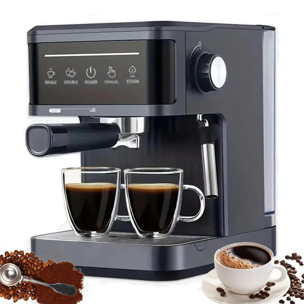 Traumheim 20-bar espresso machine, fully automatic coffee machine with milk frother and steam wand, 1.8L water tank for home and office, ideal as a gift, black