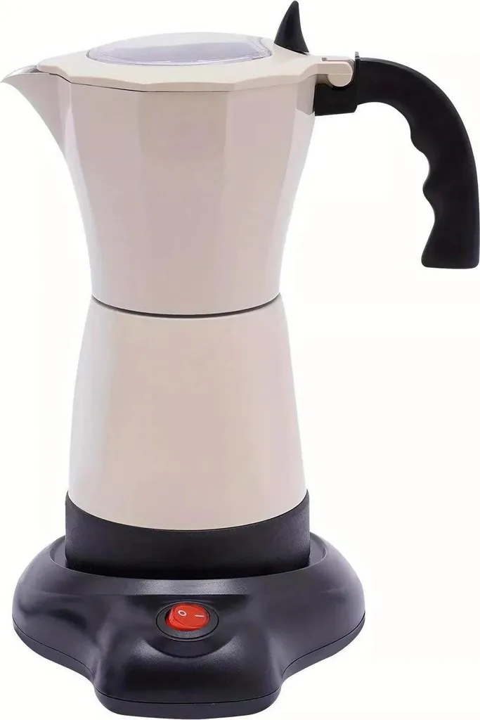 StarTech Espresso machine - Electric moka pot, 6 cups - 300 ml - Fast extraction - Easy to clean - With base station - Cream white