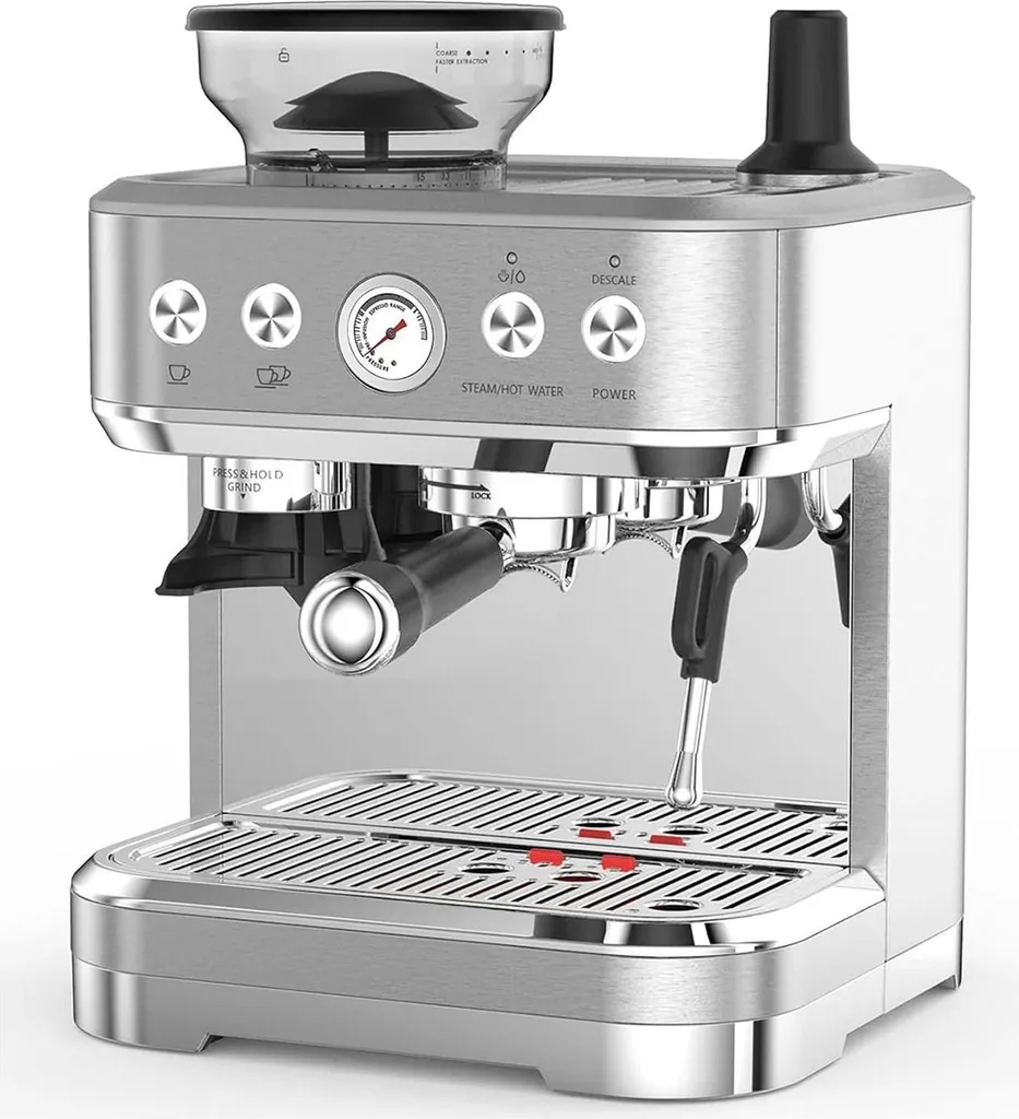 StarTech Espresso machine - Fully automatic coffee machine - 15 bar pressure - Integrated grinder - Milk frother - Stainless steel housing - EU plug 110–220V - White