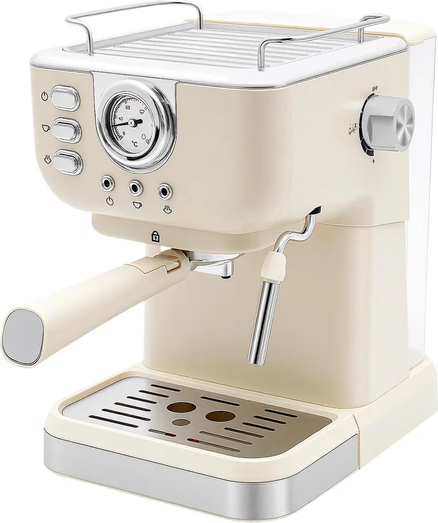 StarTech Espresso machine with portafilter - Semi-automatic - 20 bar pressure - 1.5 l water tank - Milk frother - 220-240 V, EU plug - Compact - White