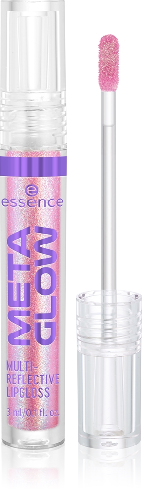 essence META GLOW MULTI-REFLECTIVE lip gloss with holographic effects