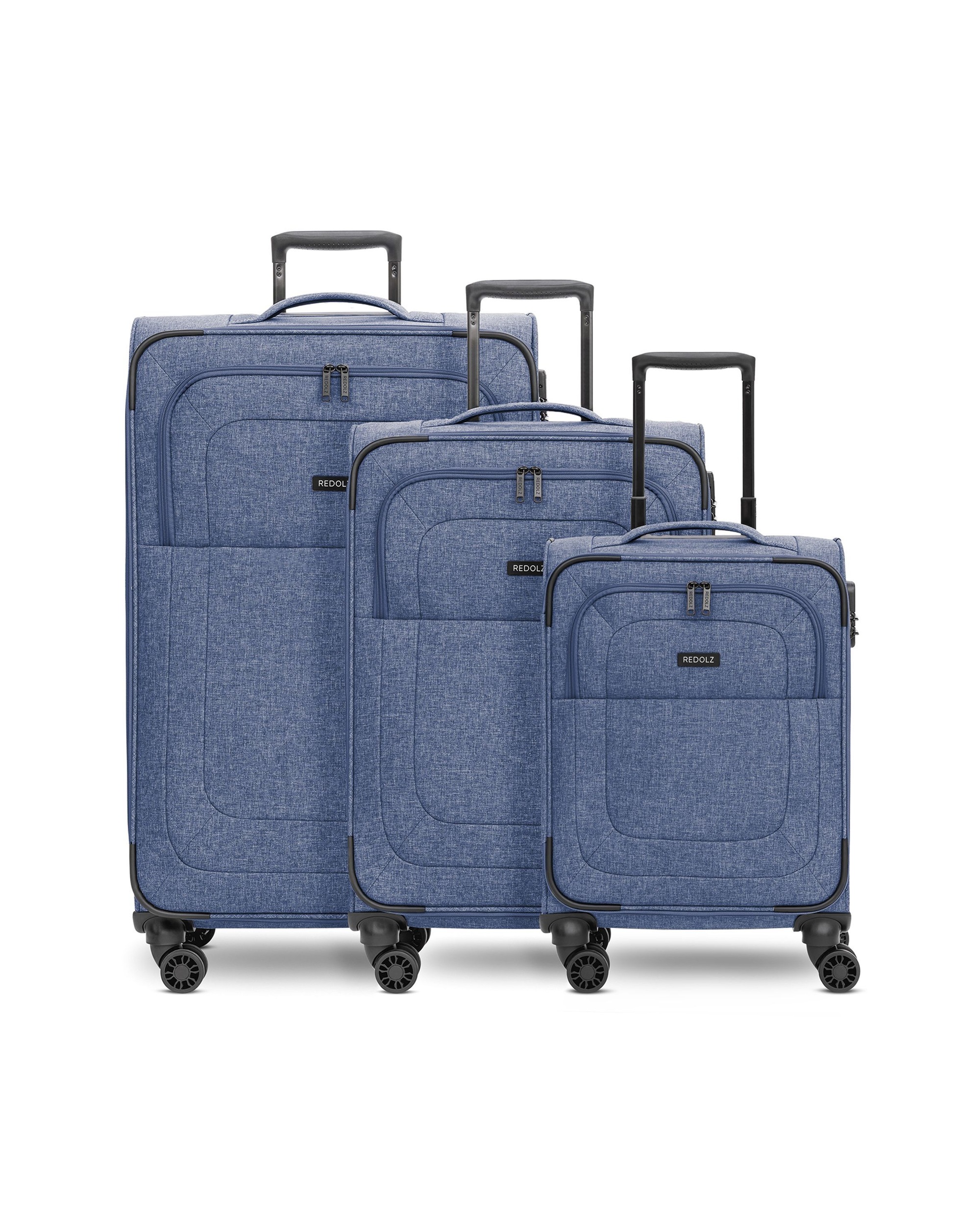 REDOLZ Essentials 12 THREE SET 4 wheel suitcase set 3-piece with expansion fold suitcase Essentials 12 THREE SET 4 Rollen Kofferset 3-teilig mit Dehnfalte