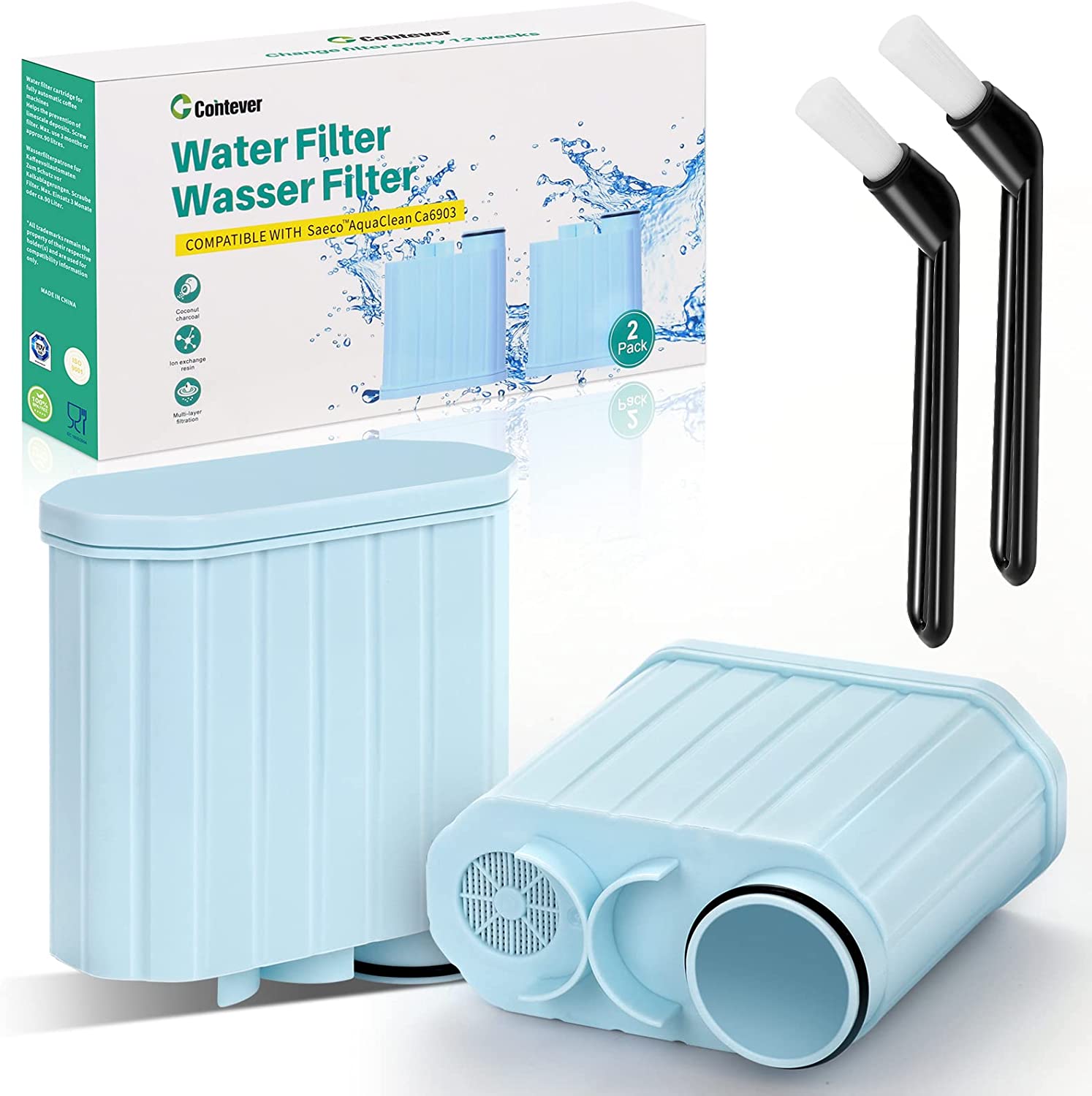 Contever Water Filter for Philips Saeco, AquaClean Filter Coffee Machine Replacement for CA6903/10 Aqua Clean Anti Limescale Water Filter Coffee Machine (Pack of 2)