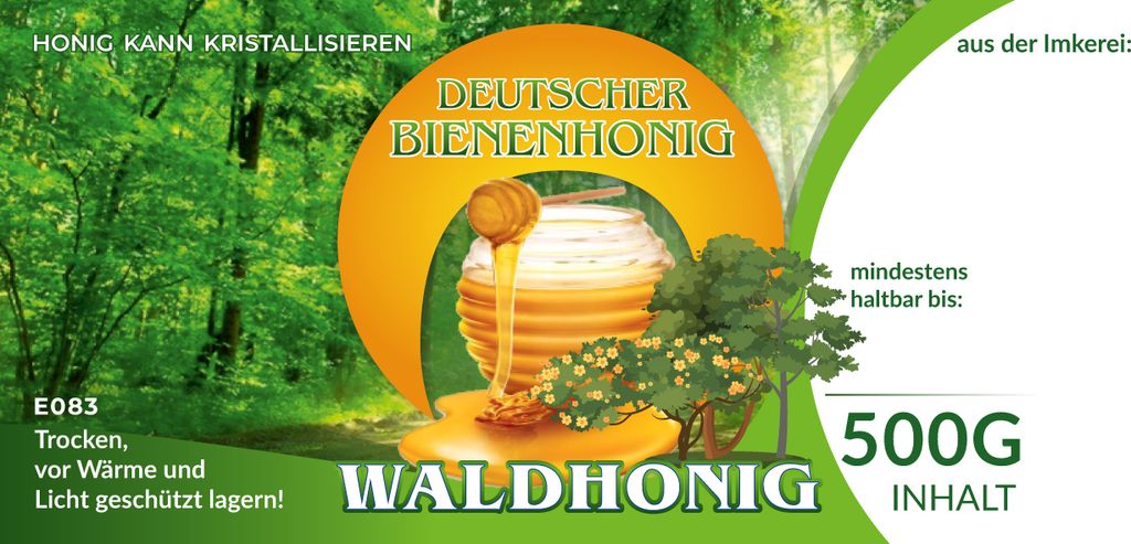 BEEKERSHOP Colorful labels for German bee honey WALDHONIG 100pcs/1Pacl