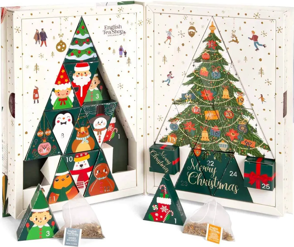 English Tea Shop ETS - Advent Calendar "Tea Book", Organic, 24 x Fruit Tea, Herbal Tea, Christmas Tea in Pyramid Bags, 52 gm