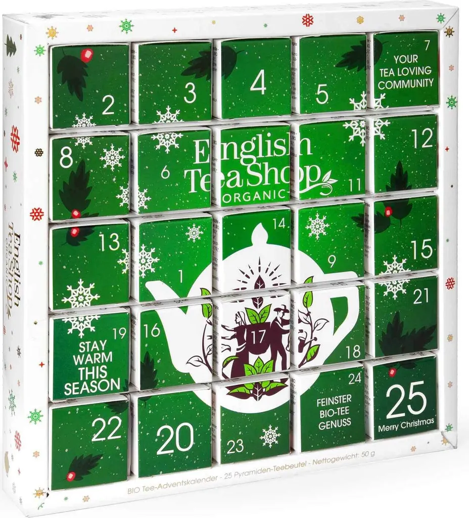 English Tea Shop ETS - Puzzle Tea Advent Calendar "Happy Holiday", Organic, 25 individual boxes 50g