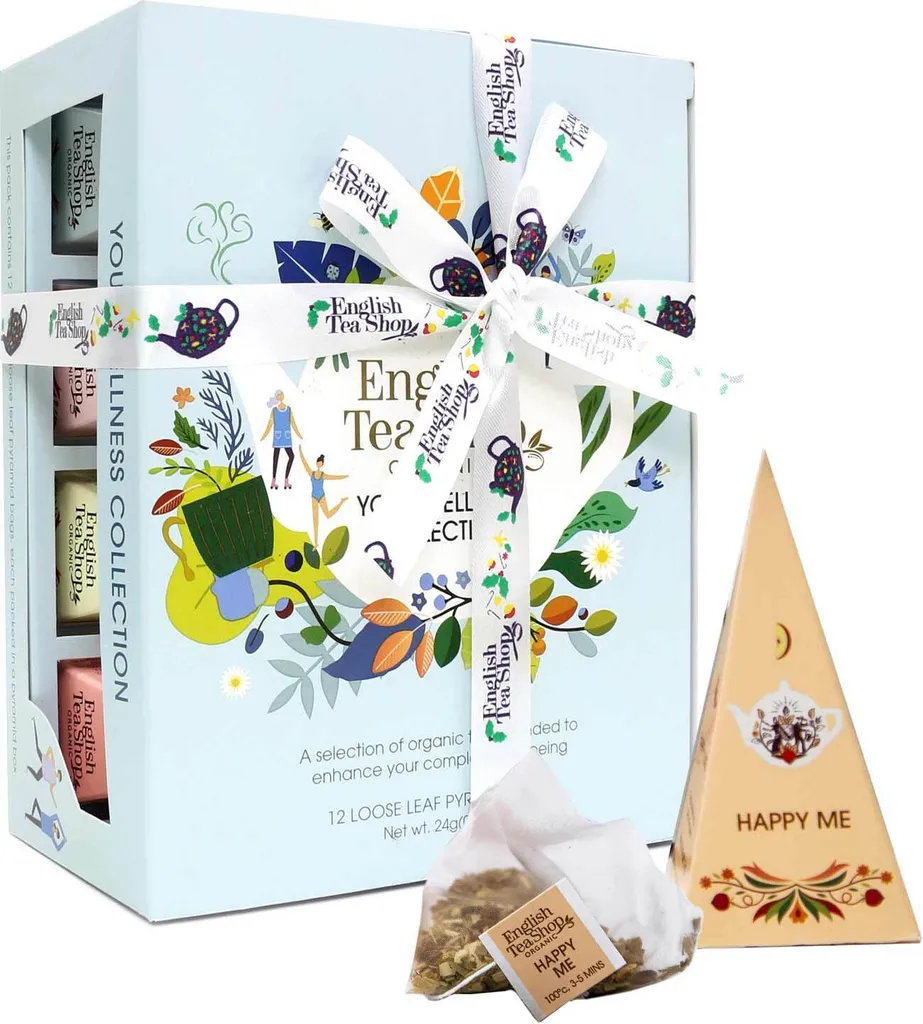 English Tea Shop ETS - Tea gift set with ribbon "Wellness Tea Collection", organic, 12 pyramid tea bags 24g
