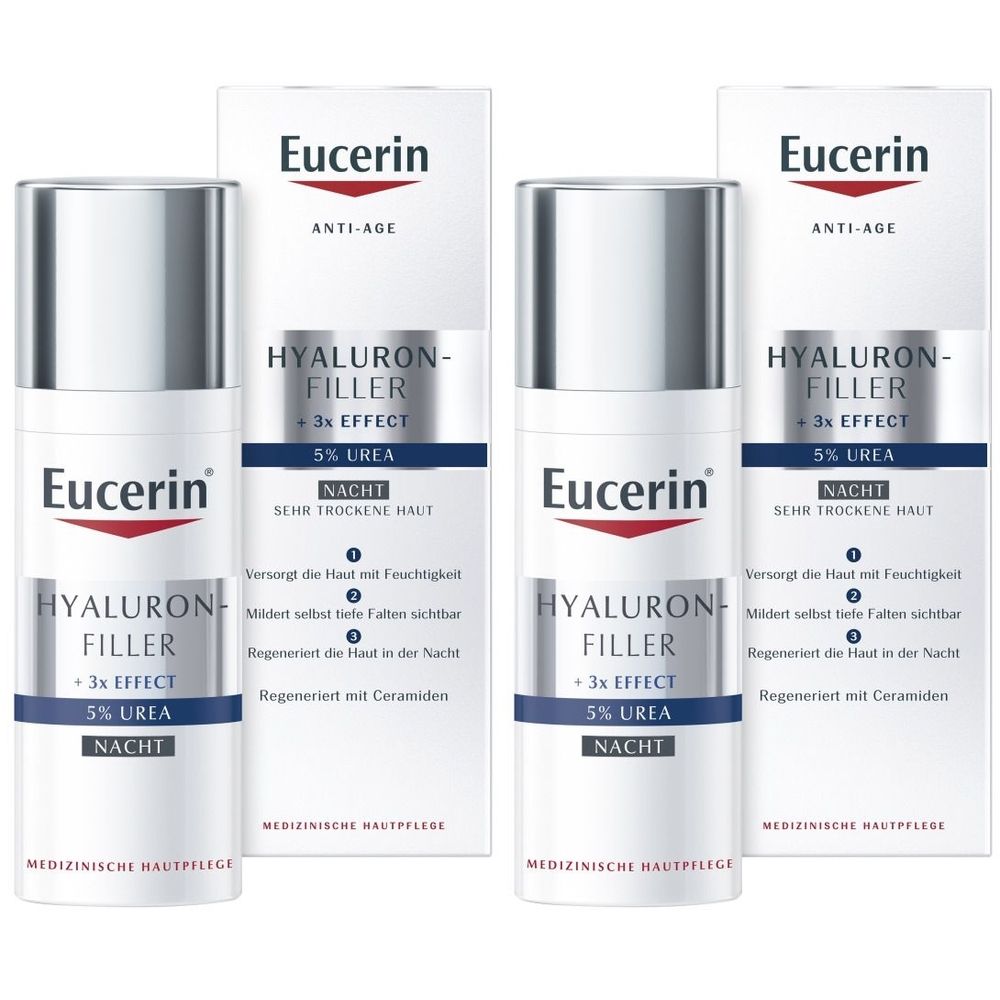 Eucerin Hyaluron-Filler 5% Urea Night Cream – visibly reduces deep wrinkles and regenerates the skin overnight 2x50 ml