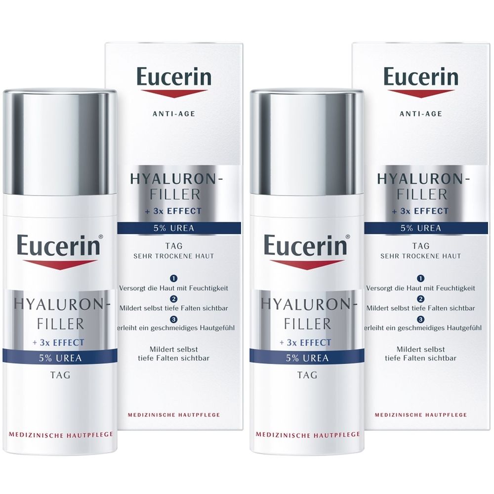 Eucerin Hyaluron-Filler 5% Urea Day Cream – visibly reduces wrinkles and provides intensive moisture 2x50 ml
