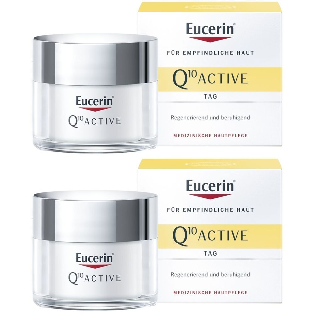 Eucerin Q10 Active Day Cream – Anti-Wrinkle Day Cream for Dry Skin – Antioxidant Face Cream with Q10 2x50 ml