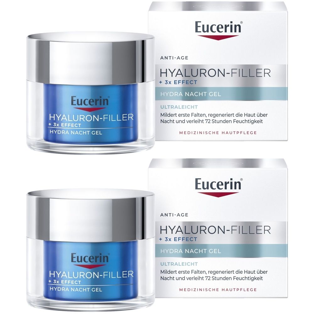 Eucerin® Hyaluron-Filler + 3x Effect Hydra Night Gel – regenerating night gel with hyaluronic acid and 72-hour moisture for a fresh complexion in the morning – Save 20% now with the code eucerin20 100 ml