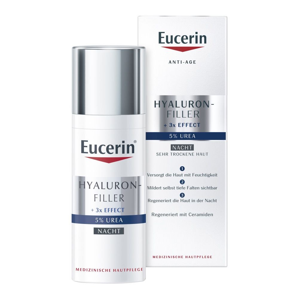 Eucerin® Hyaluron Filler 5% Urea Night Care – visibly reduces deep wrinkles and regenerates the skin at night - now save 20% with code “eucerin20” 50 ml