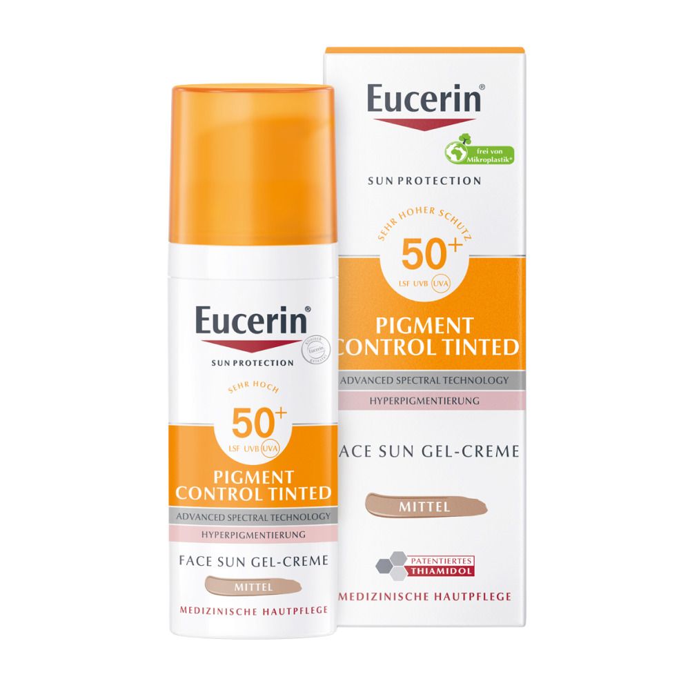 Eucerin® Pigment Control Tinted Face Sun Gel-Cream SPF 50+ – Tinted sunscreen against pigment spots – Medium 50 ml