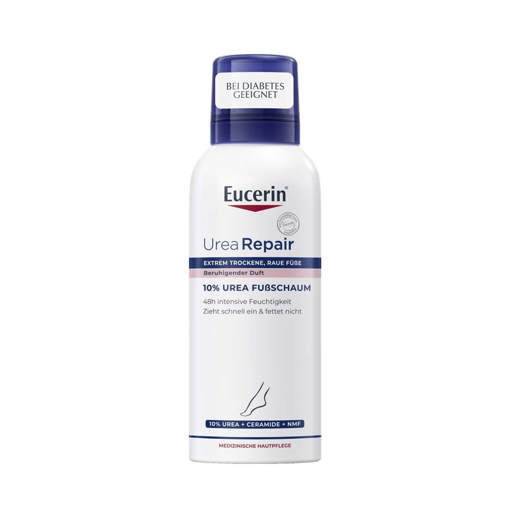 Eucerin® UreaRepair 10% Urea Fußschaum – 48h Fußpflege für trockene Haut mit feuchtigkeitsspendender Urea und beruhigendem Duft - jetzt 20% sparen mit Code "eucerin20" 150 ml
