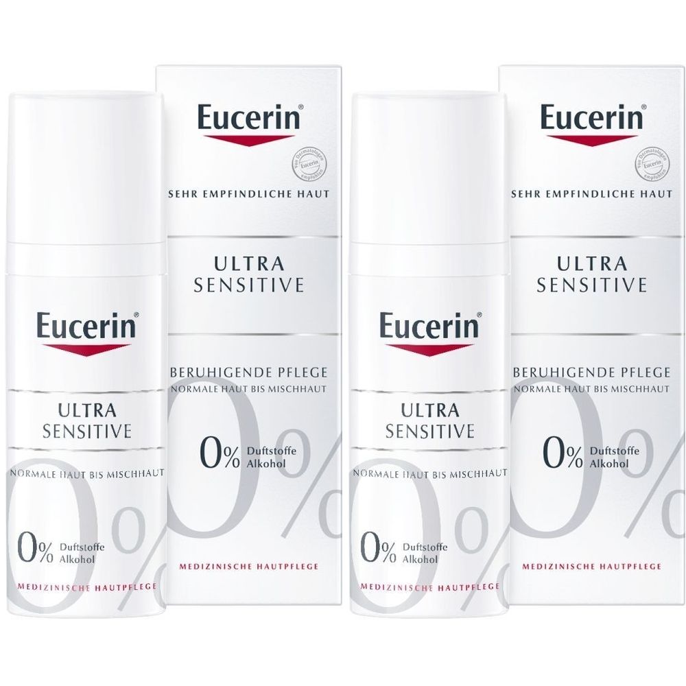 Eucerin UltraSensitive Soothing Care for Normal to Combination Skin – reduces skin hypersensitivity 2x50 ml